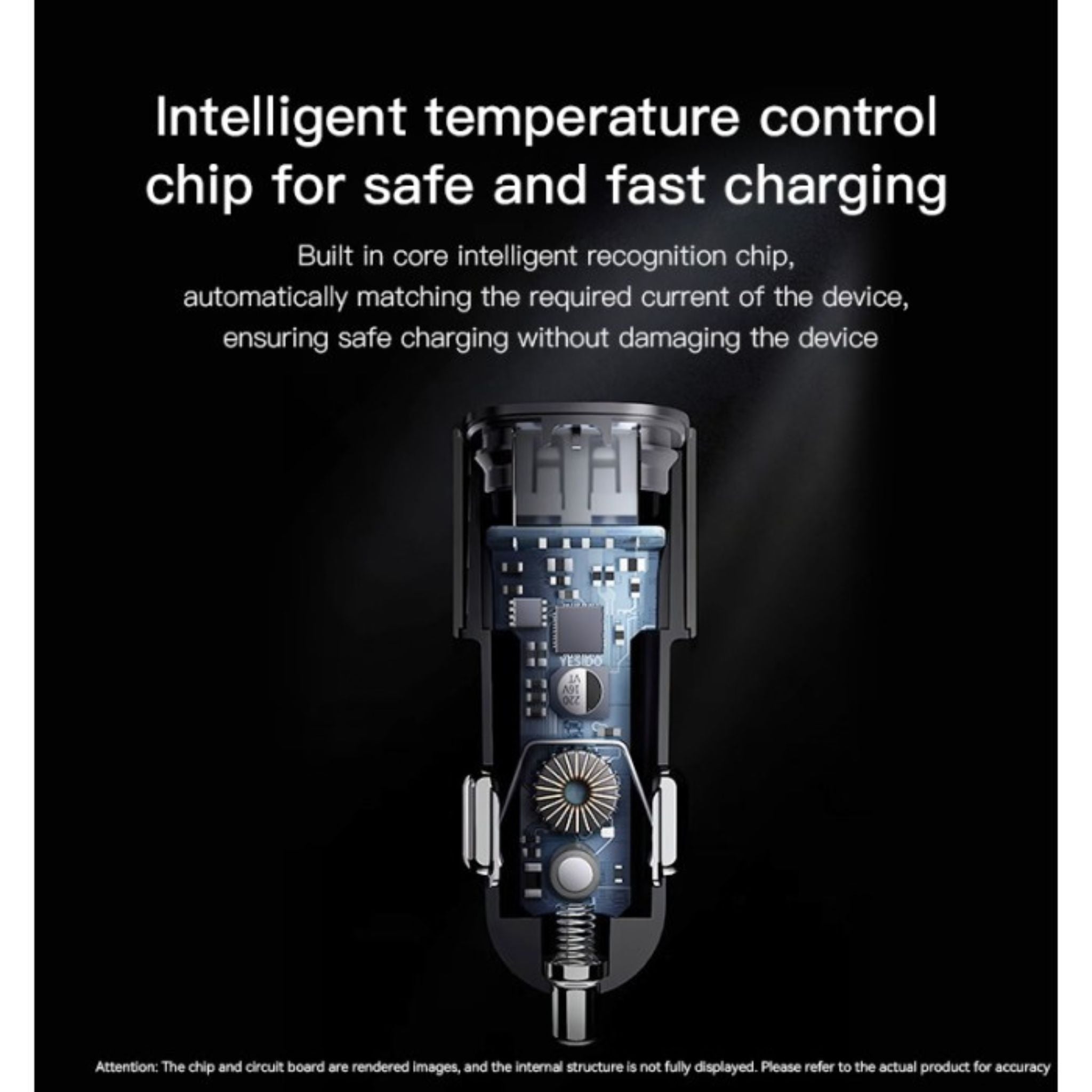 Yesido Y54 60W Fast Charging Car Charger | With TC to IP cable car cigarette lighting port charger adapter