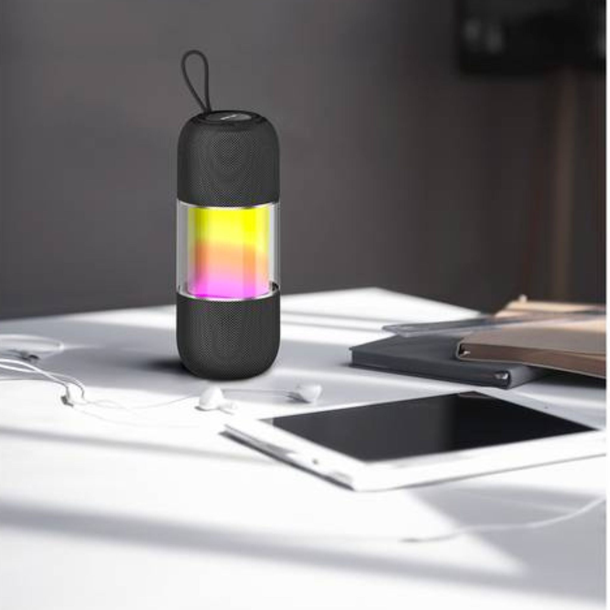 Green Lion Change Pro RGB Portable Speaker with True Wireless Stereo Function, 360° Audio, IPX7 Waterproof, 6 Hours Playtime, Extra Bass - Black