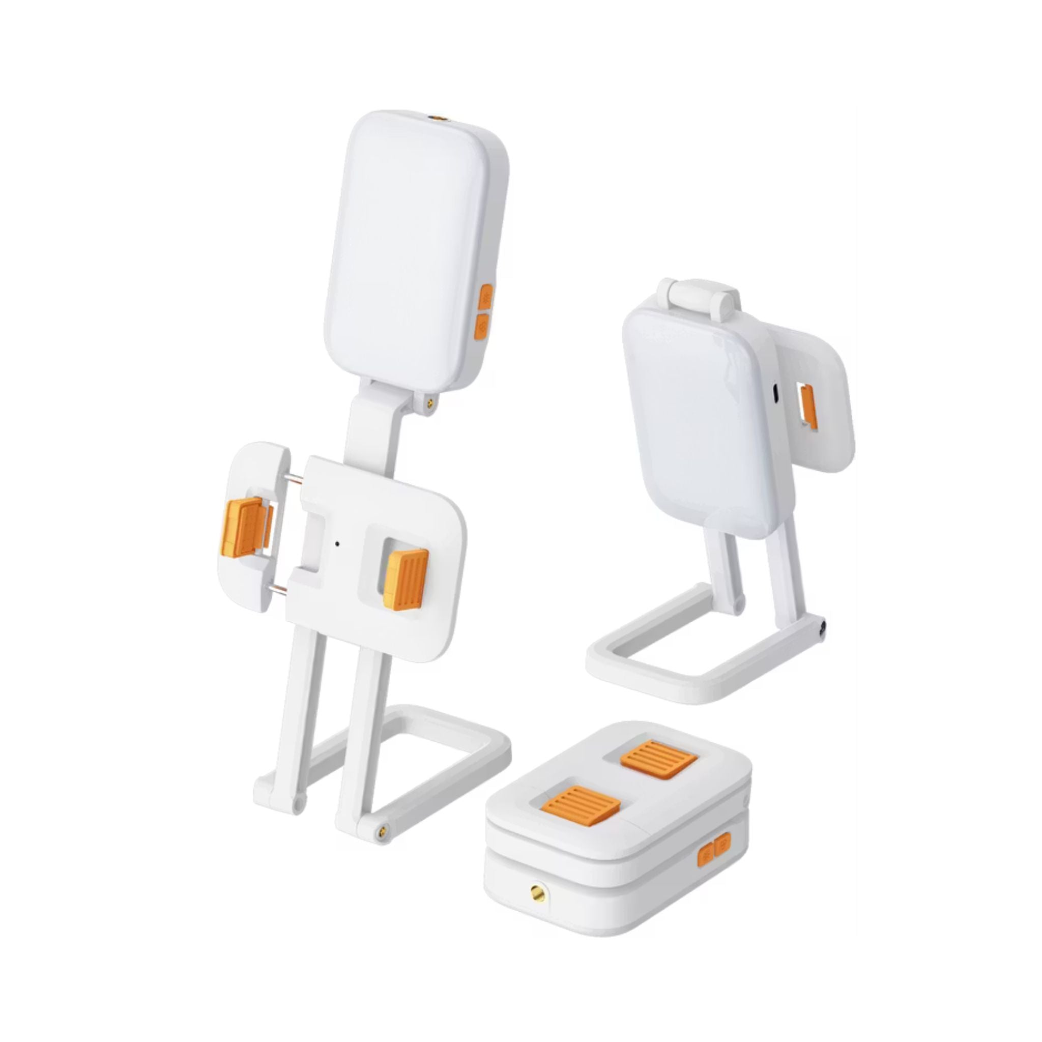 Porodo Lifestyle Phone Stand Fill Light, Lightweight & Compact Design, Up to 8 Hours Working Time, 3 Color Temperatures, Dynamic RGB Lights, Folding Design - White
