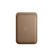 Brown leather phone case with Apple logo on a white background