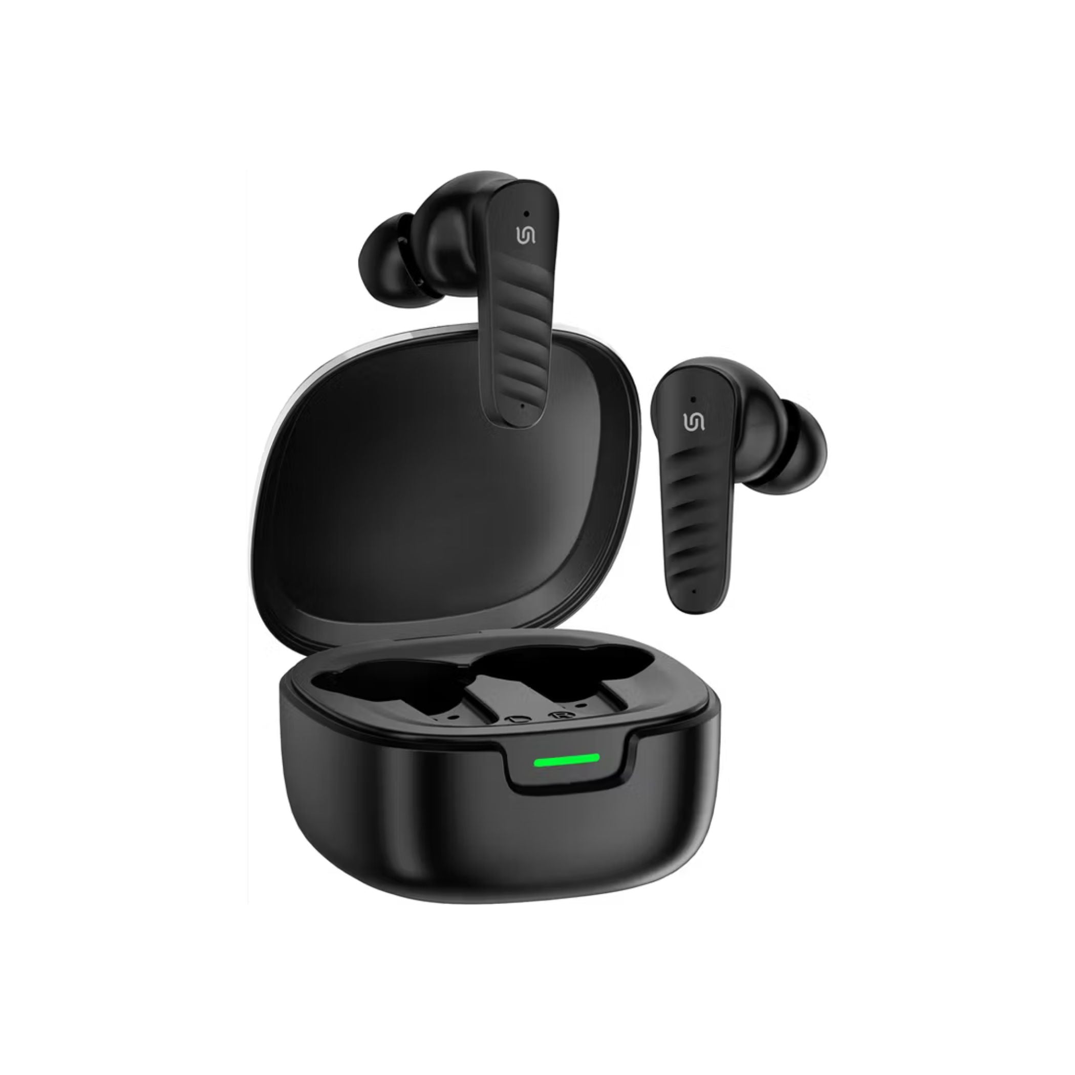 Porodo Ultrafit TWS Earbuds offer an ergonomic in-ear design, active noise cancellation, Bluetooth 5.4, and a 10m range. Get up to 100 hours playtime with a 250mAh case and 40mAh earbuds. Touch control-Black