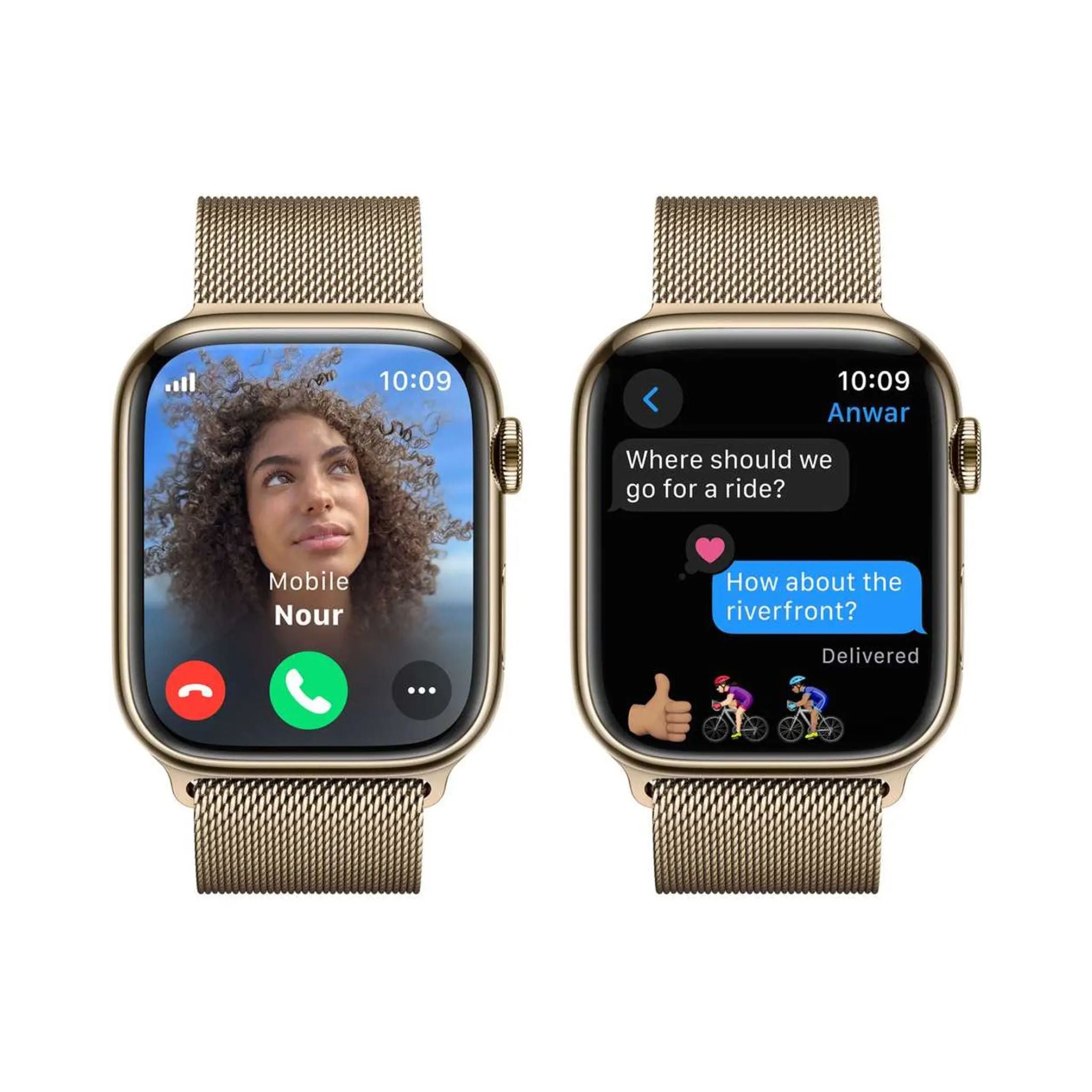 Apple Watch Series 9 GPS + Cellular 41mm Gold Stainless Steel Case with Gold Milanese Loop