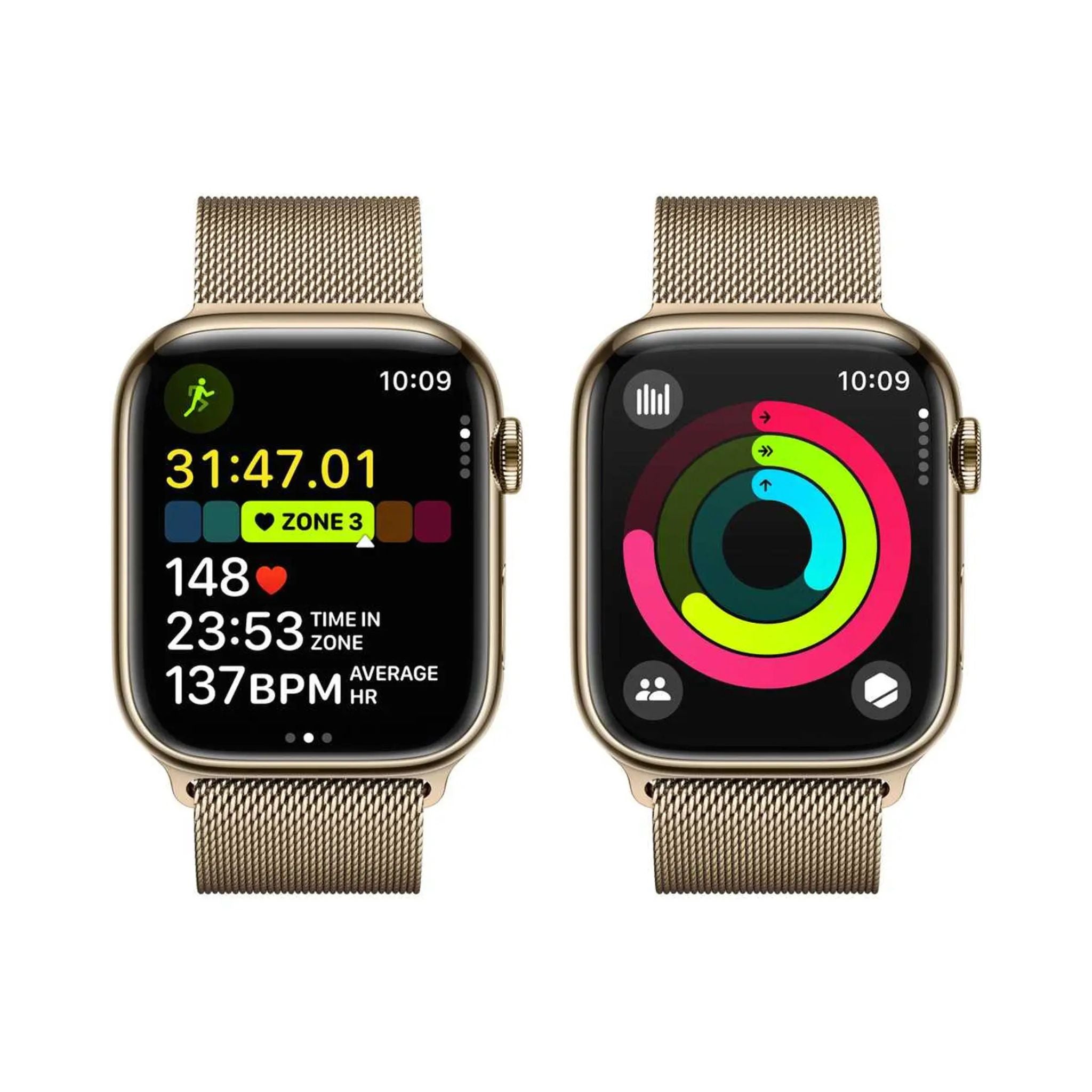 Apple Watch Series 9 GPS + Cellular 41mm Gold Stainless Steel Case with Gold Milanese Loop