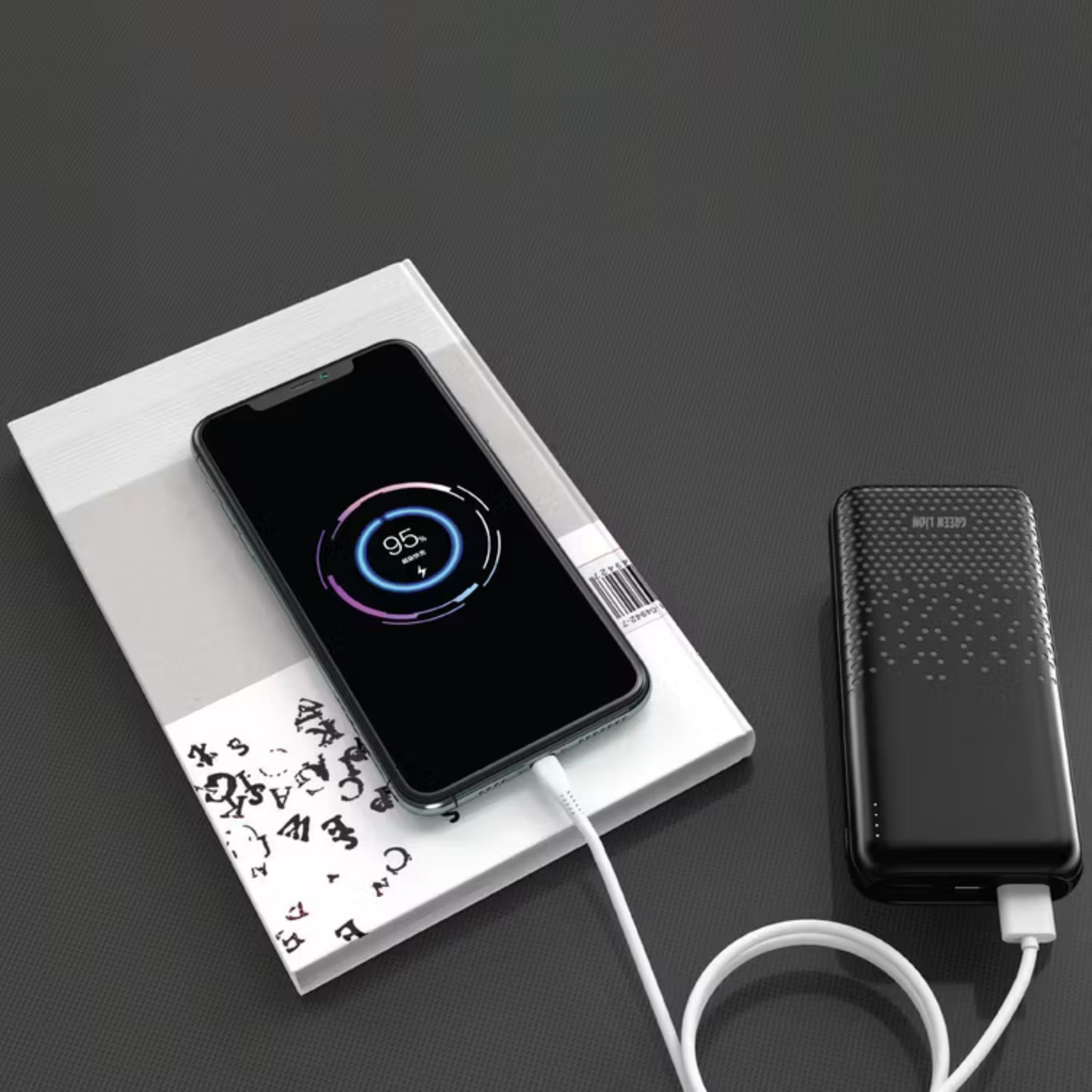Green Lion Rome 10000mAh Power Bank with 2× USB-A Ports, Type-C & Micro Input, Long Life Battery, ABS & PC Material, Lightweight & Ultra Slim Design - Black