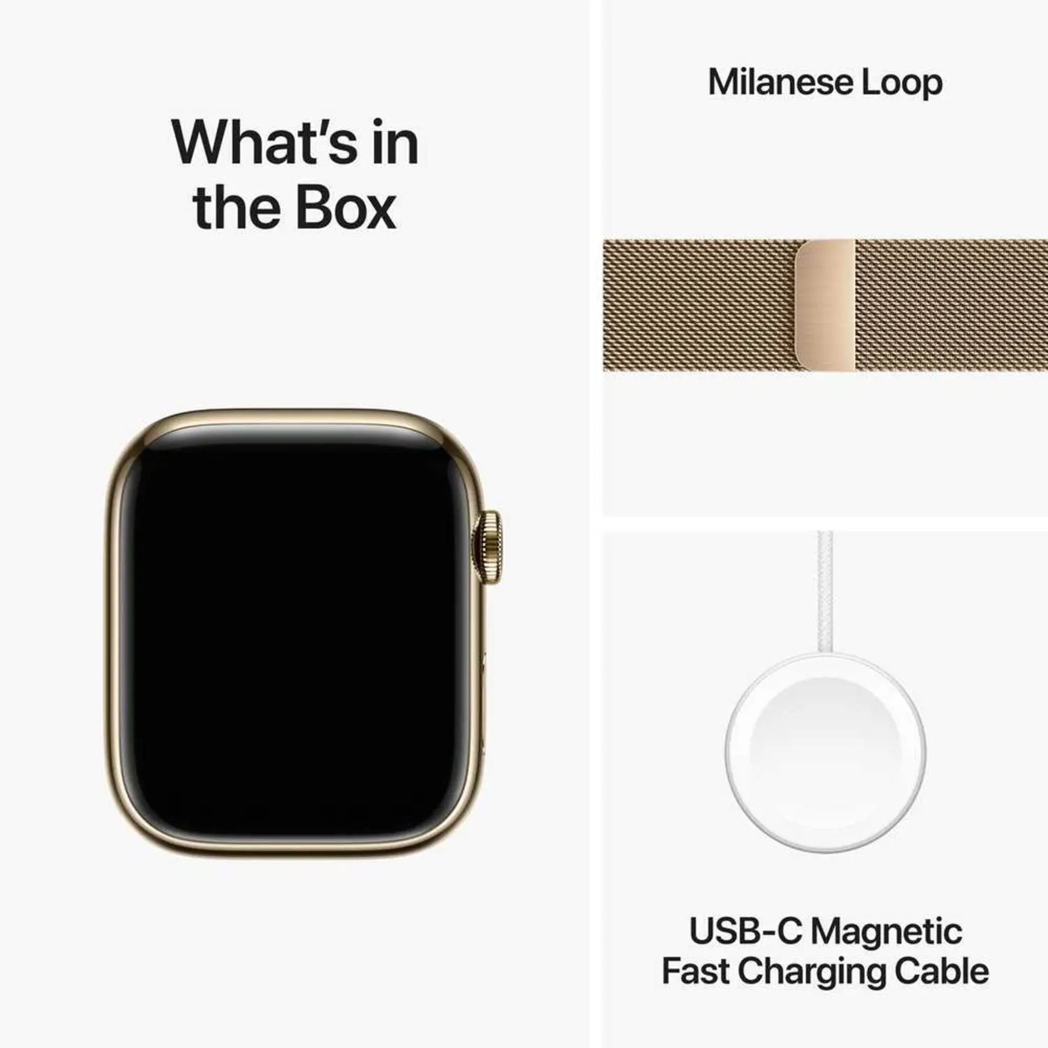 Apple Watch Series 9 GPS + Cellular 41mm Gold Stainless Steel Case with Gold Milanese Loop