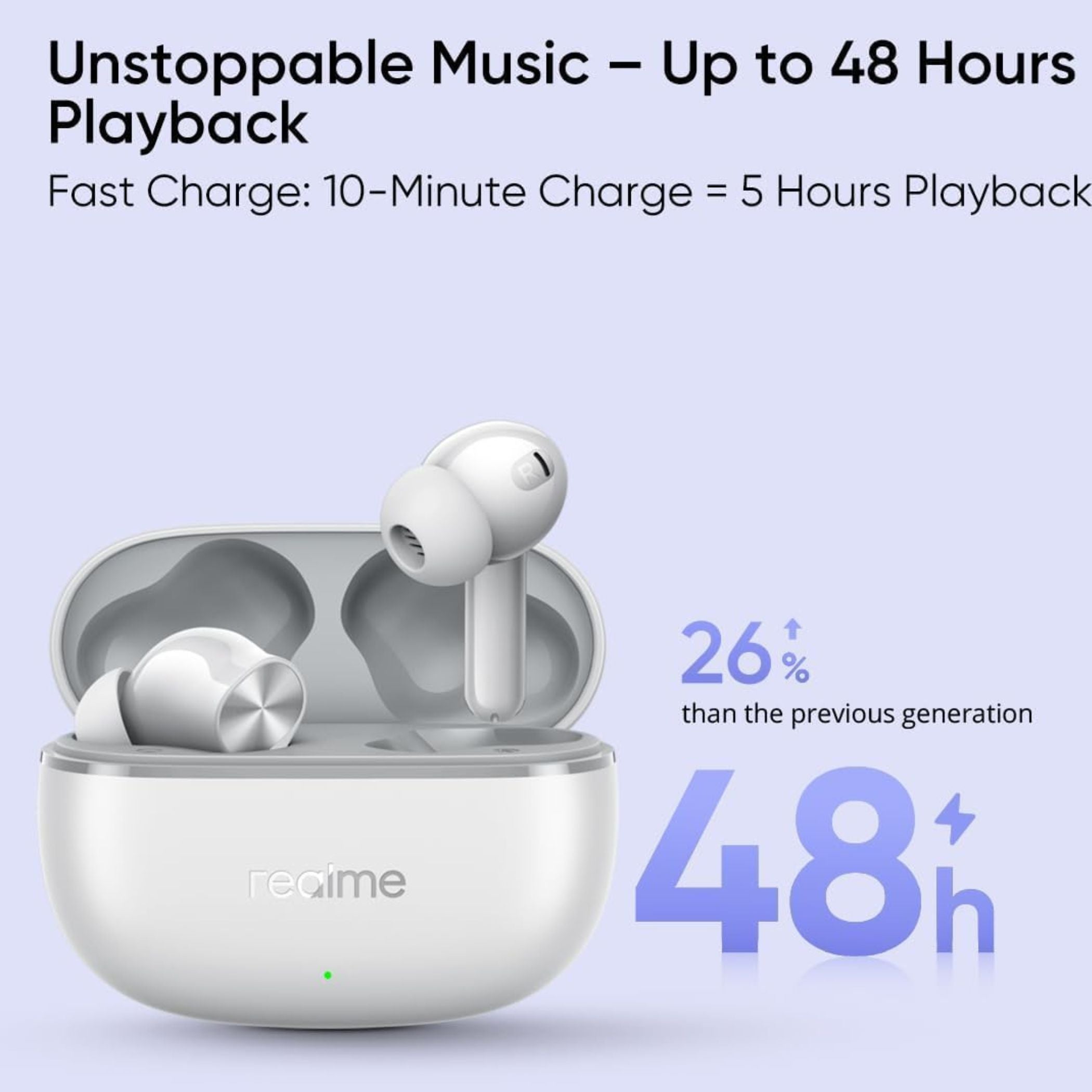 Realme Buds T200 Lite Bluetooth Earbuds, 48H Playback, AI ENC Noise Cancellation, Fast Charging, Gaming Mode, Google Fast Pair, IPX4 Water Resistant, with Mic – Storm Grey