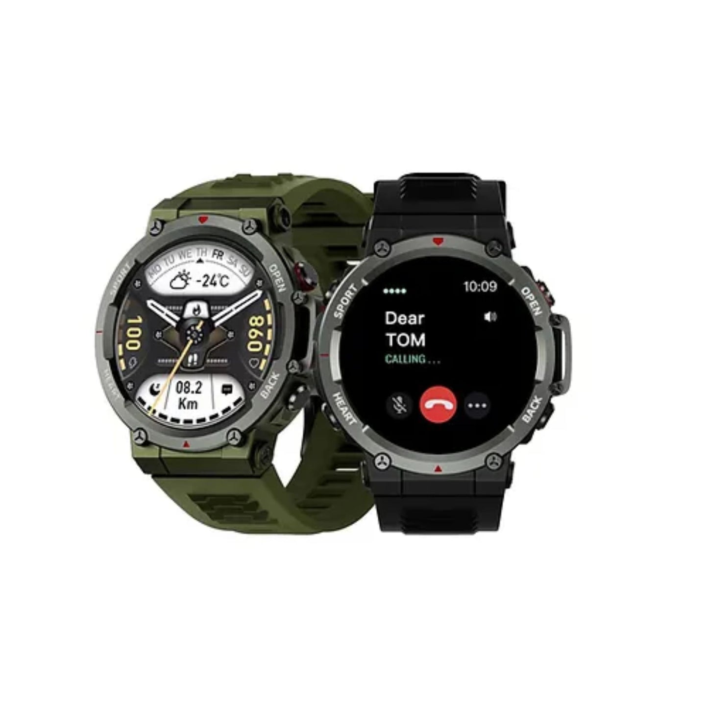 Premium Haino Teko Germany Sports Smart Watch RW-24 with Bluetooth Call-Green
