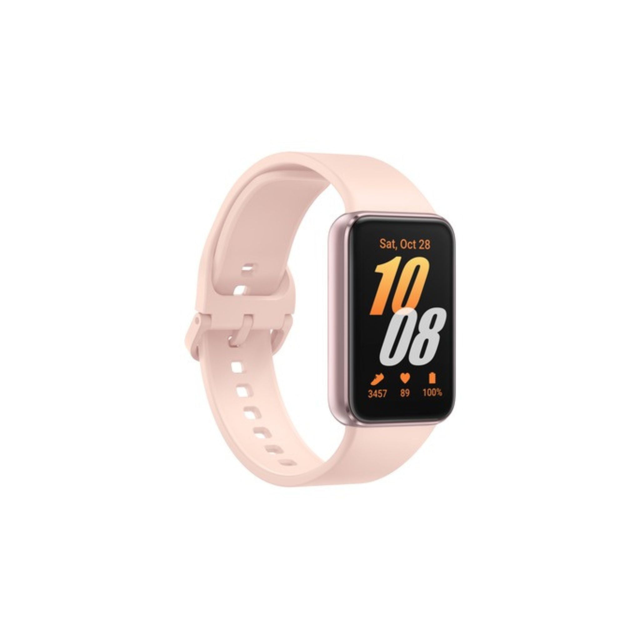 Smartwatch with a pink band on a white background