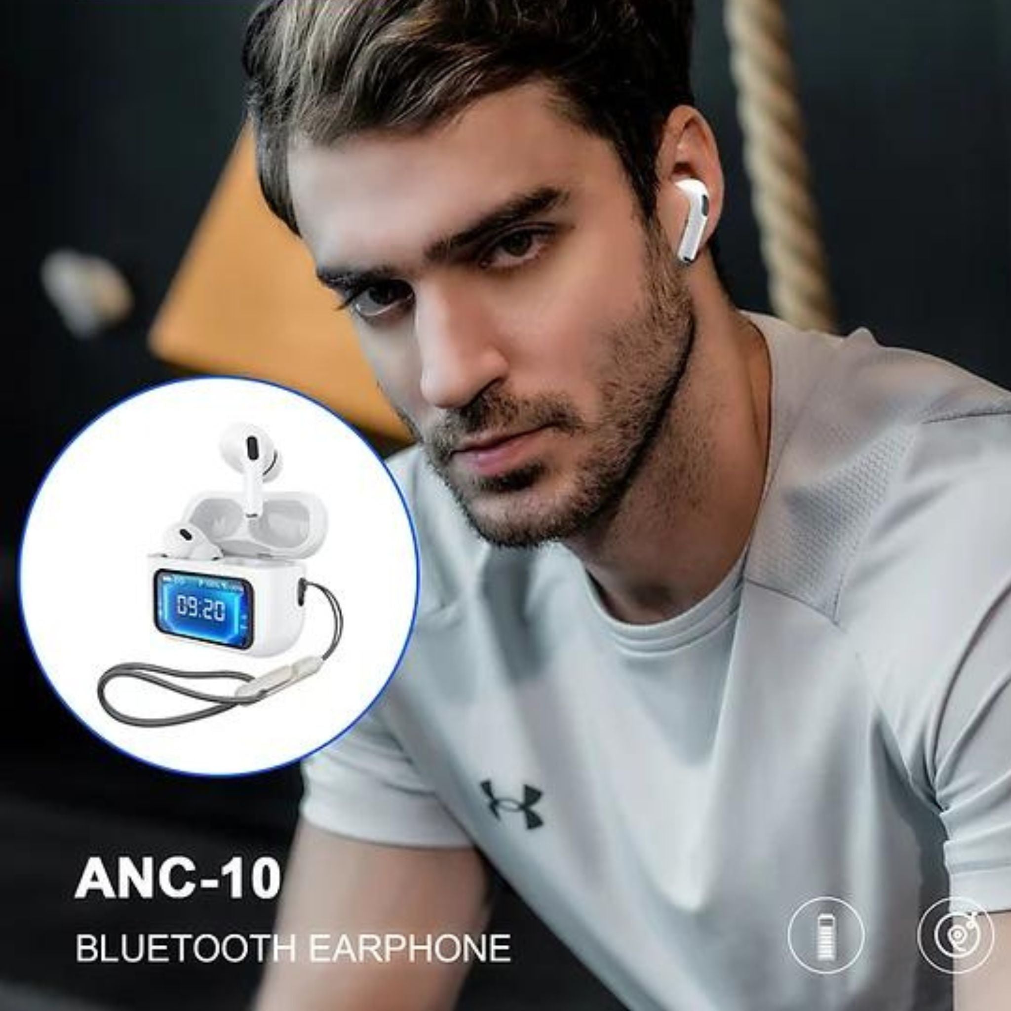 Haino Teko Germany Real ANC-10|Bass Music & Super Clear Mic|Wireless Version 5.4|35mAh Battery Capacity-White