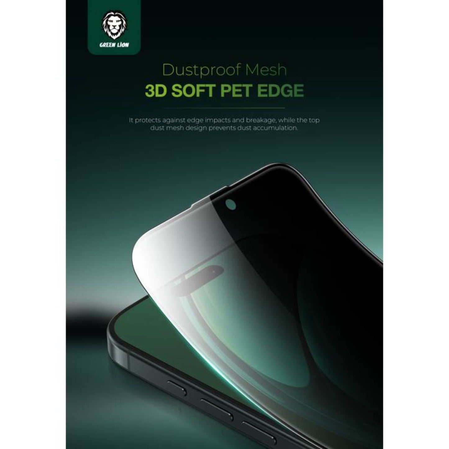 Green Lion 3D Silicone Plus Advanced Privacy Edge Glass for iPhone 16 Pro - Black