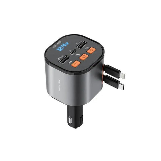 Green Lion FM Retractable 50W Car Charger - Black