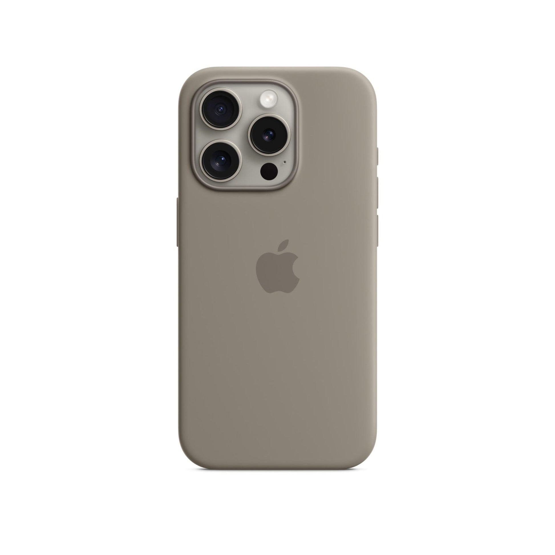 Beige phone case with Apple logo on a white background