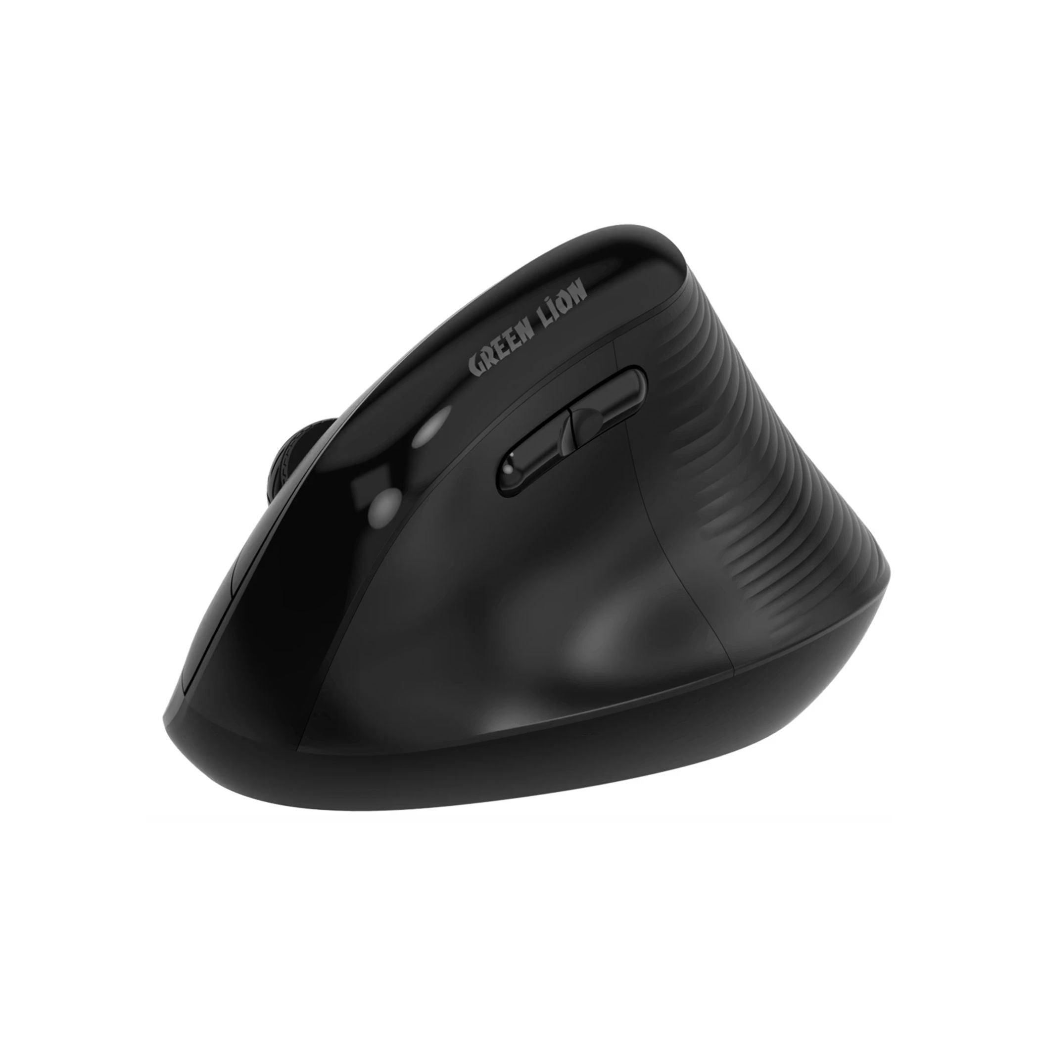 Green Lion Ergo Grip Vertical Mouse with Adjustable DPI, Multi-Device Pairing, 2 Hours Charging Time, 30 Hours Working Time, 60cm Type-C Cable Length, 10m Transmission Distance - Black