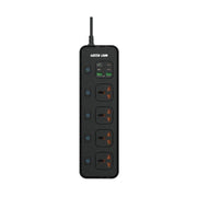 A black Green Lion PD 30W power socket with four power outlets and multiple USB ports, including USB-A and USB-C, on a white background.