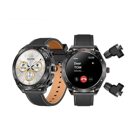 Premium Watch Buds With Large Screen Round Shape AMOLED Display for Ladies and Gents_Black