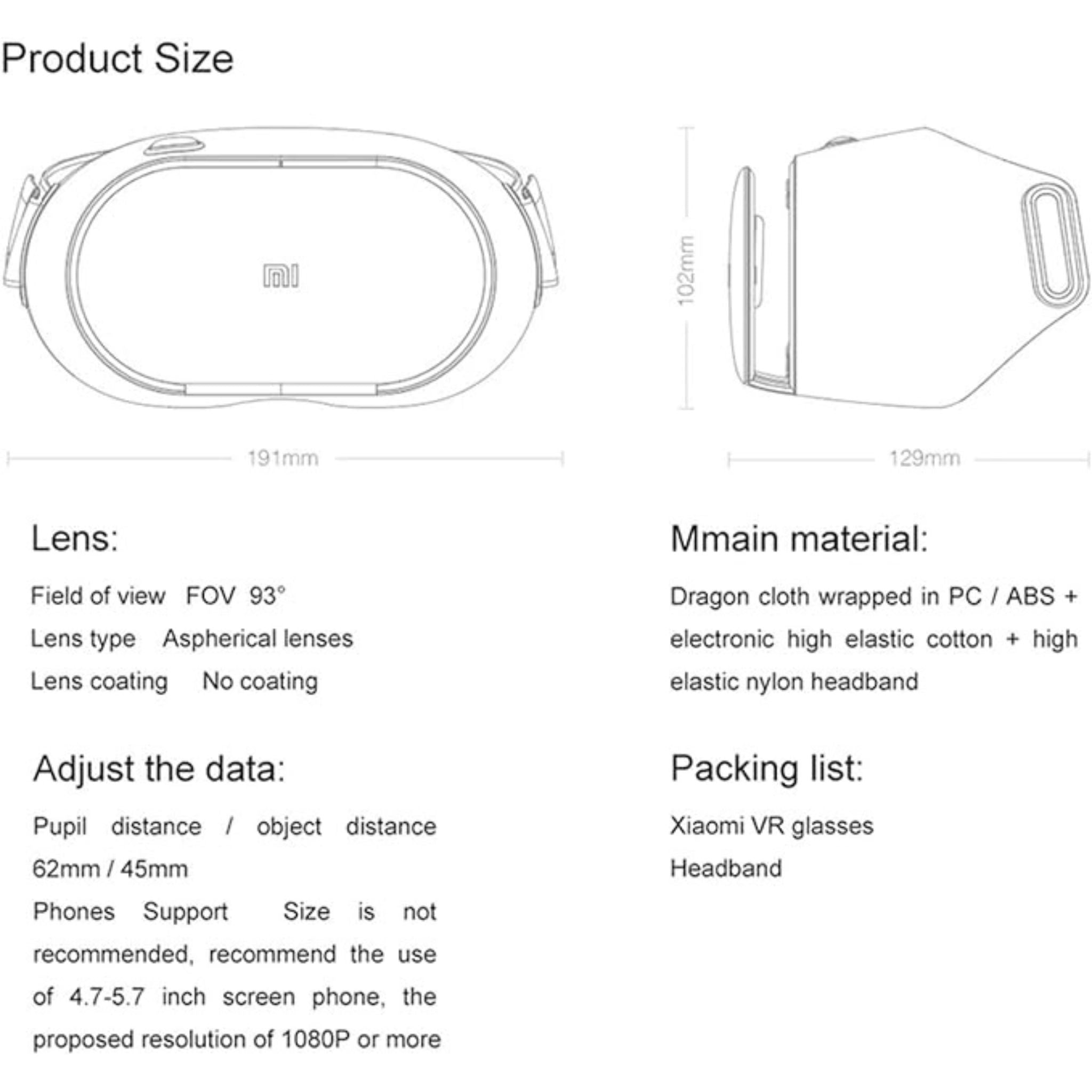 Xiaomi V R Play23 D Glasses Virtual Reality Headset Xiaomi Mi V R