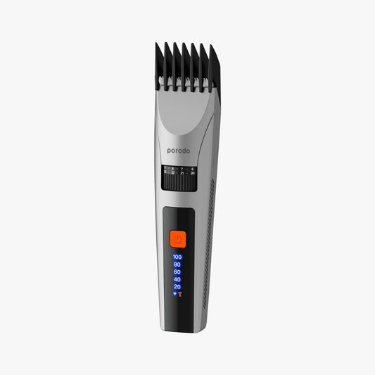 Porodo LifeStyle Rechargeable LED display Hair Clipper With Two Cutting Modes 1200mAh_Grey