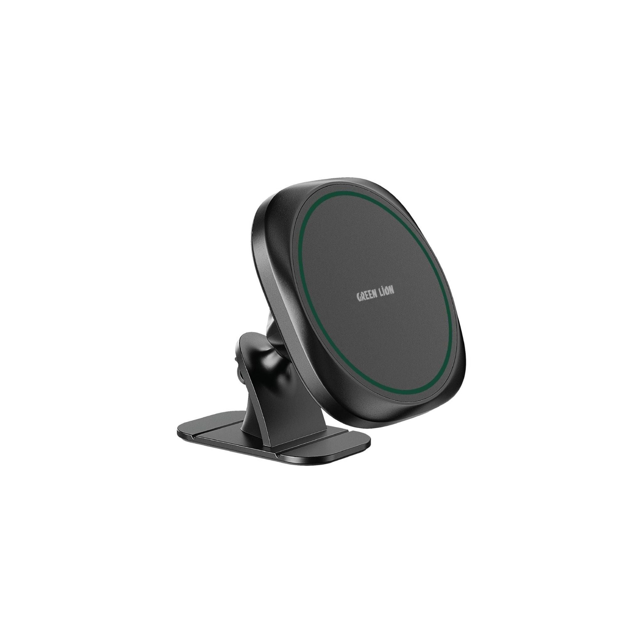 A black Green Lion brand MagSafe car phone holder with strong 3M glue, designed for secure and stable attachment on air vents, featuring 360° rotation capability.