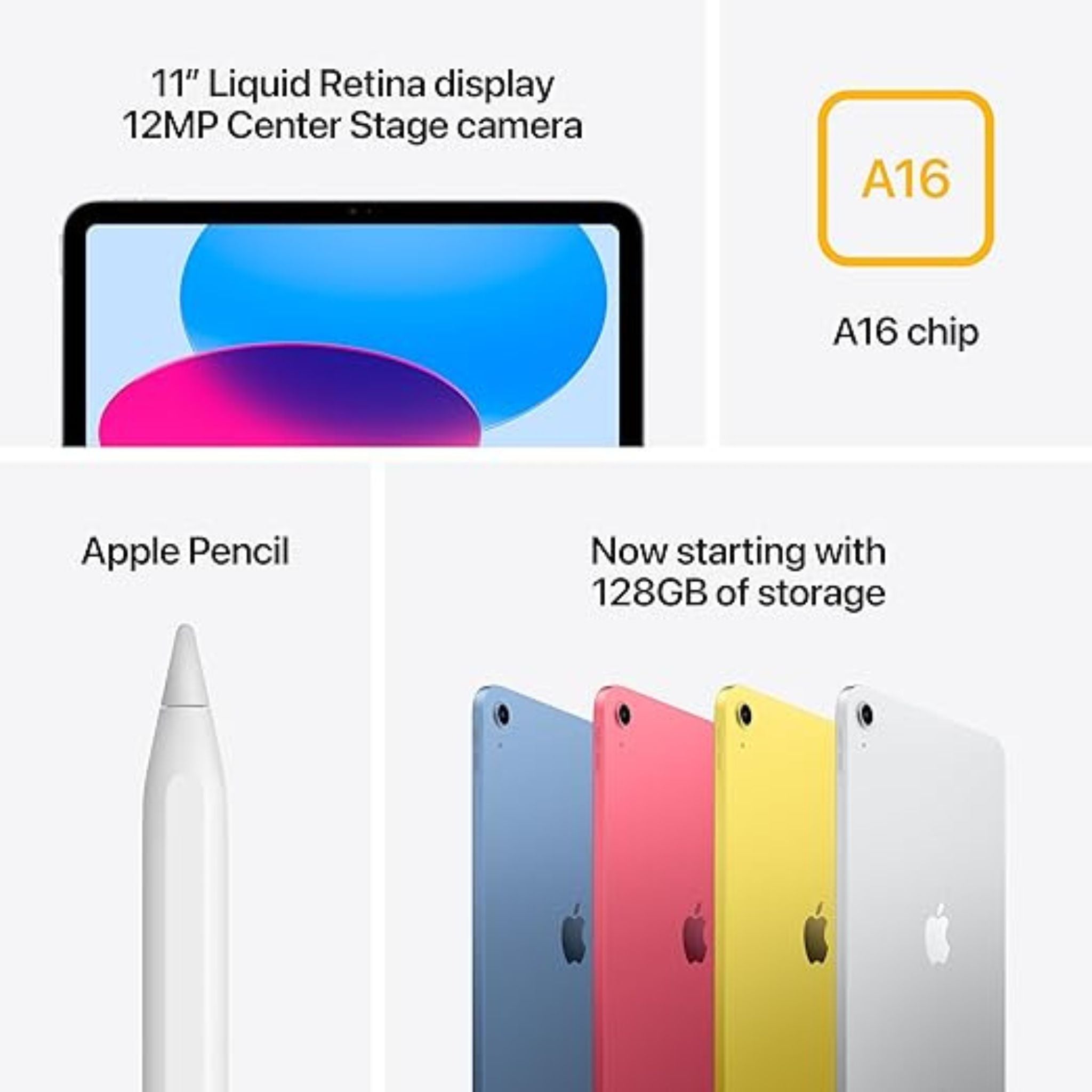 Apple iPad 11-inch: A16 chip, 11-inch Model, Liquid Retina Display, 256GB, Wi-Fi 6, 12MP Front/12MP Back Camera, Touch ID, All-Day Battery Life_Silver