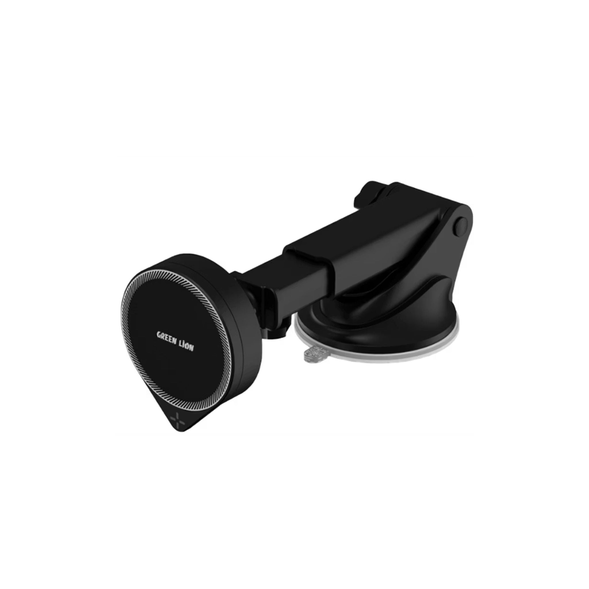 Green Lion GH-17 MagSafe Holder, 15W Fast Charging, Extendable Arm with a Range of 94 to 120 mm, Easy Installation, Telescopic Retractable Data Cable, Air Vent Attachable, Strong Magnetic Adsorption - Black