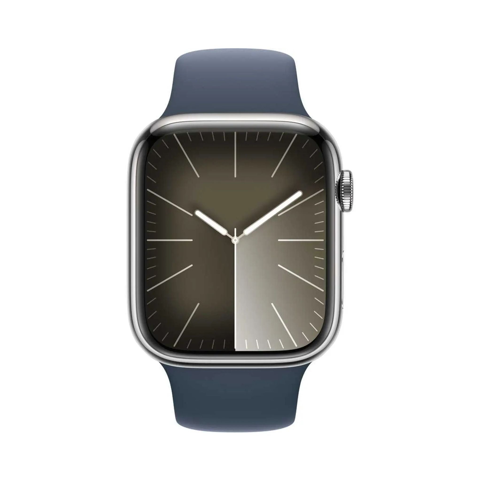 Apple Watch Series 9 GPS + Cellular 41mm Silver Stainless Steel Case With Storm Blue Sport Band