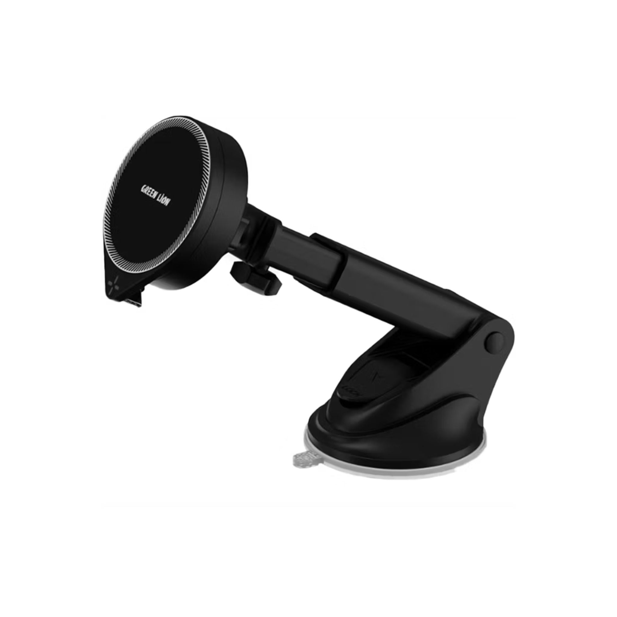 Green Lion GH-17 MagSafe Holder, 15W Fast Charging, Extendable Arm with a Range of 94 to 120 mm, Easy Installation, Telescopic Retractable Data Cable, Air Vent Attachable, Strong Magnetic Adsorption - Black