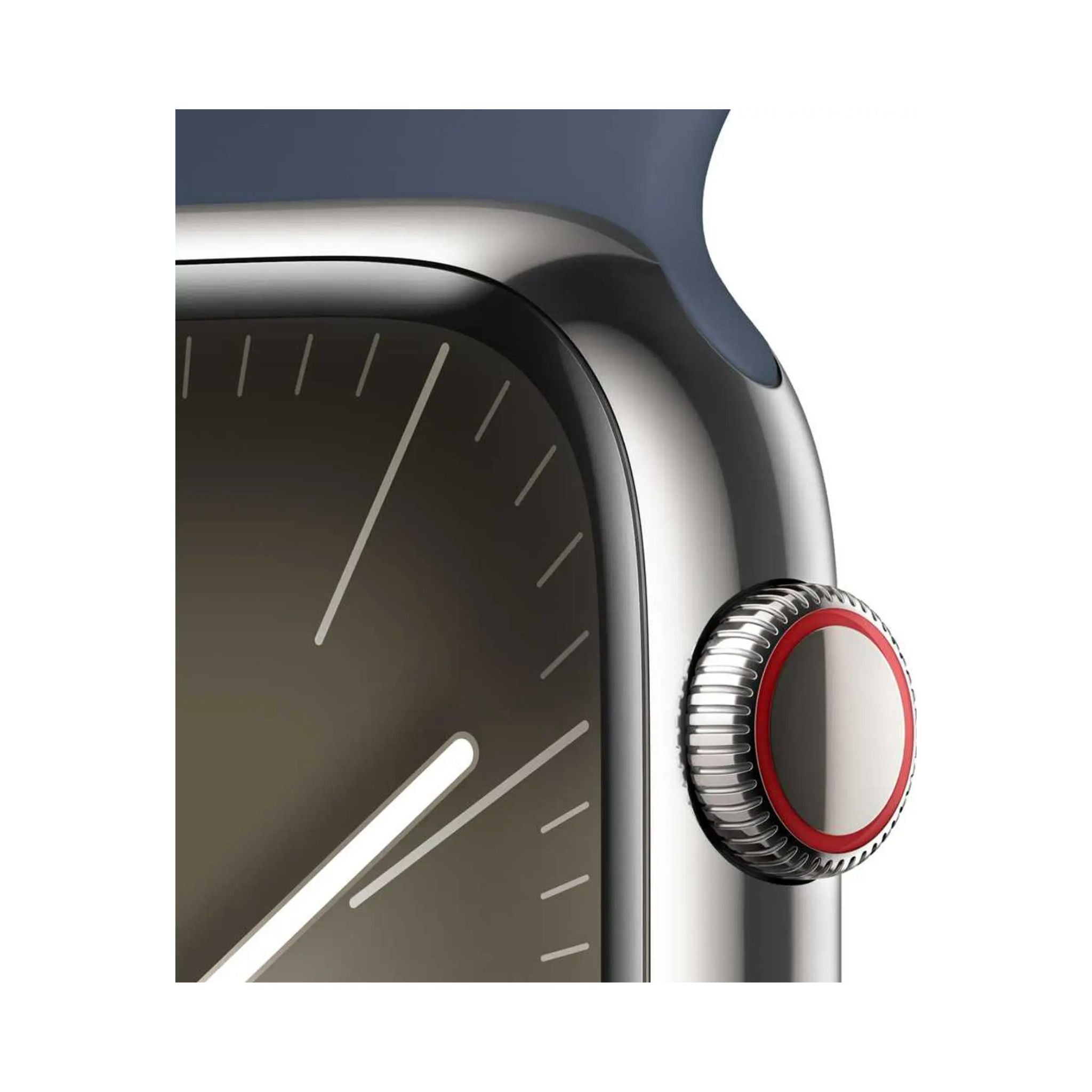 Apple Watch Series 9 GPS + Cellular 41mm Silver Stainless Steel Case With Storm Blue Sport Band