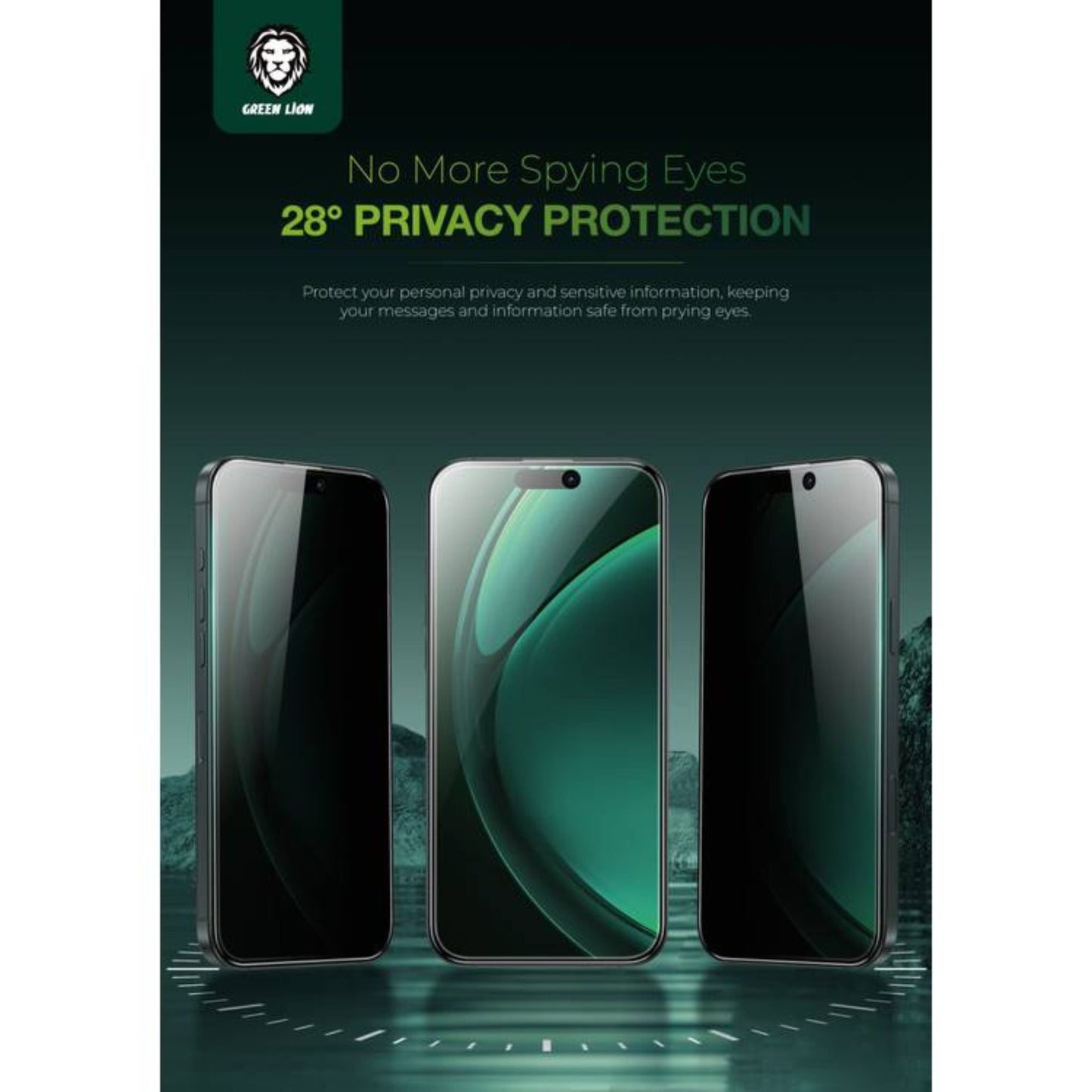 Green Lion 3D Silicone Plus Advanced Privacy Edge Glass for iPhone 16 6.1 - Black