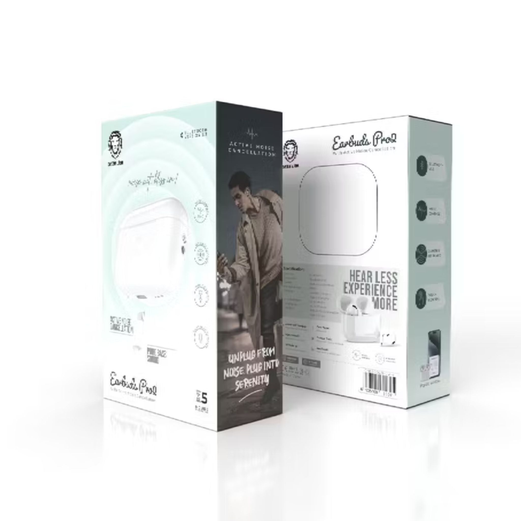 Green Lion Earbuds Pro 2 with Active Noise Cancellation, Built-in Microphone, High-Excursion Driver Speaker, Wireless Charging, 5 Hours Working Time - White