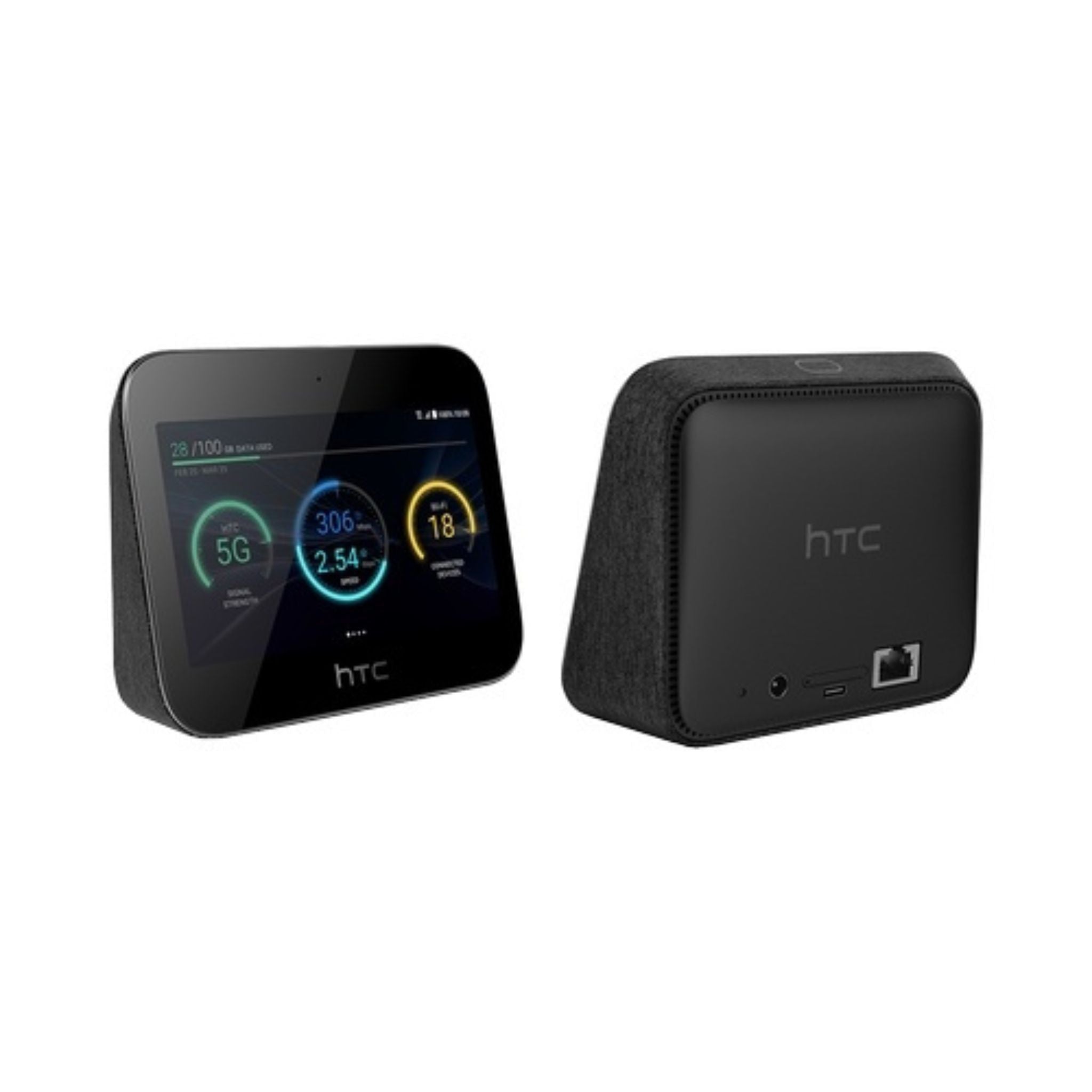 HTC 5G Hub Android Router, High-Speed 5G Connectivity, 4K Video Streaming, Low-Latency Gaming, Supports Up to 20 Devices, Secure Encrypted Network, Gigabit Internet, Android 9 Pie, Home & Office Use - Black