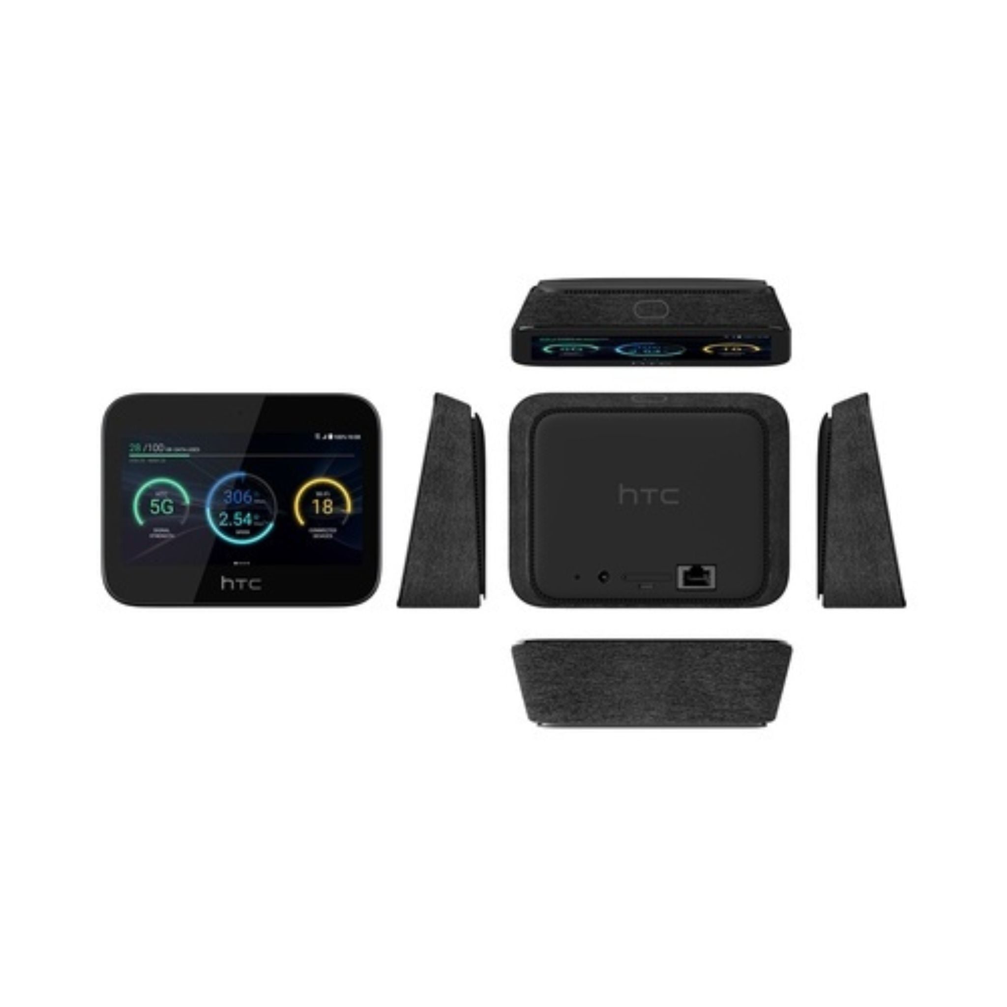 HTC 5G Hub Android Router, High-Speed 5G Connectivity, 4K Video Streaming, Low-Latency Gaming, Supports Up to 20 Devices, Secure Encrypted Network, Gigabit Internet, Android 9 Pie, Home & Office Use - Black