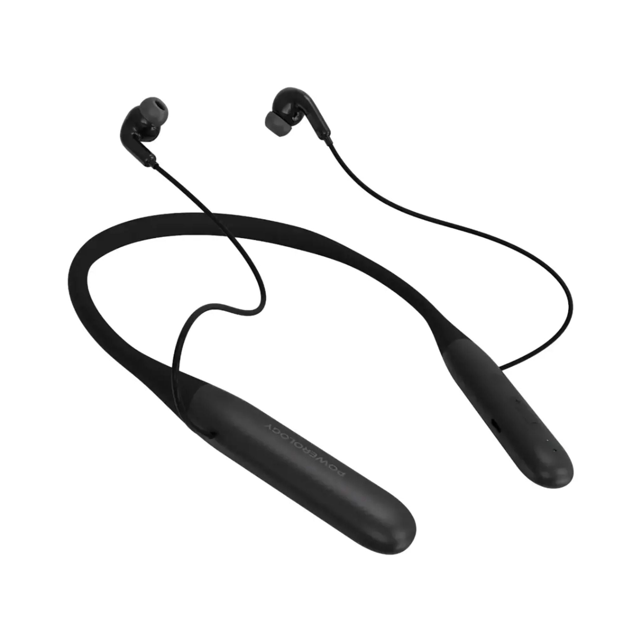 Powerology ToneFlex ENC Wireless Neckband Earphones with Immersive Hi-Fi Audio, Up to 90 Hours Talk Time & Up to 100 Hours Play Time, 850mAh Battery, 13mm Speaker Size, Seamless Dual-Mode, Secure-Fit Design - Black