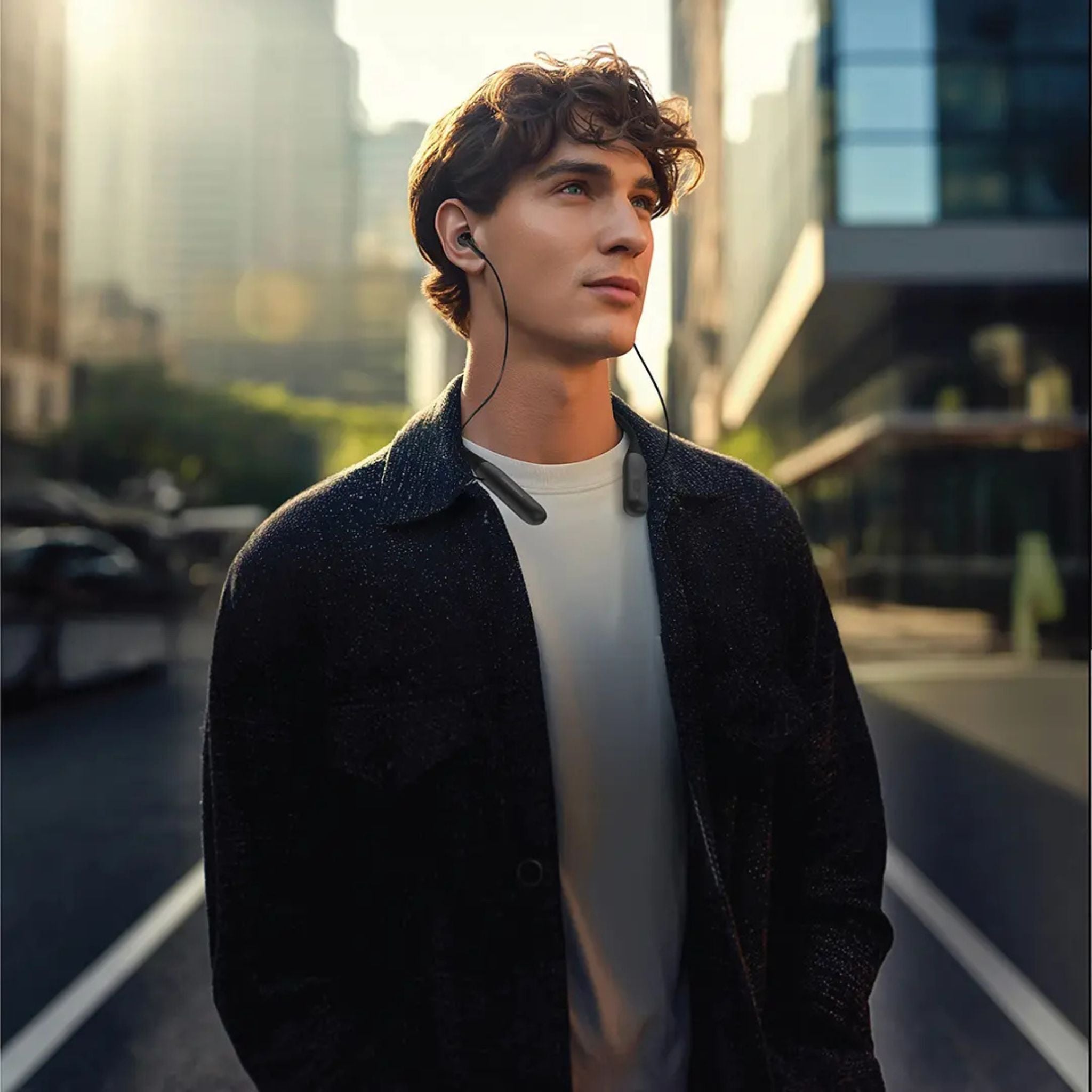 Powerology ToneFlex ENC Wireless Neckband Earphones with Immersive Hi-Fi Audio, Up to 90 Hours Talk Time & Up to 100 Hours Play Time, 850mAh Battery, 13mm Speaker Size, Seamless Dual-Mode, Secure-Fit Design - Black