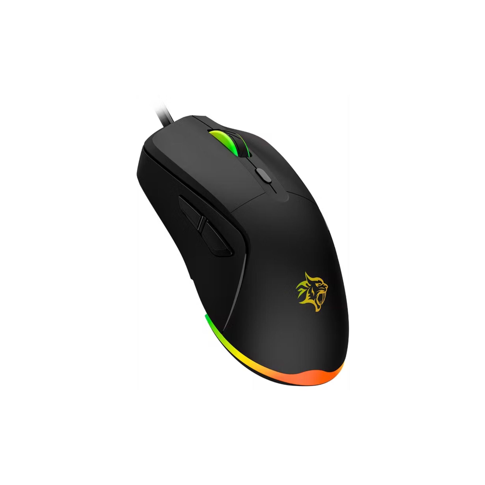 Porodo Gaming Wired Mouse with RGB Light, 7200 DPI, 3 Million Clicks Switch Life-time, 6 Programmable Buttons, 1.5m Braided Cable, 125Hz Polling Rate, Instant 725F Chip - Black