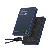 Powerology MagVolt 10000mAh Power Bank, 2.5W Watch Output, Up to 15W Phone Output, 20W Power Delivery, Ultra-Slim Design, Smart TFT Display, N54 MagSafe Compatible - Blue