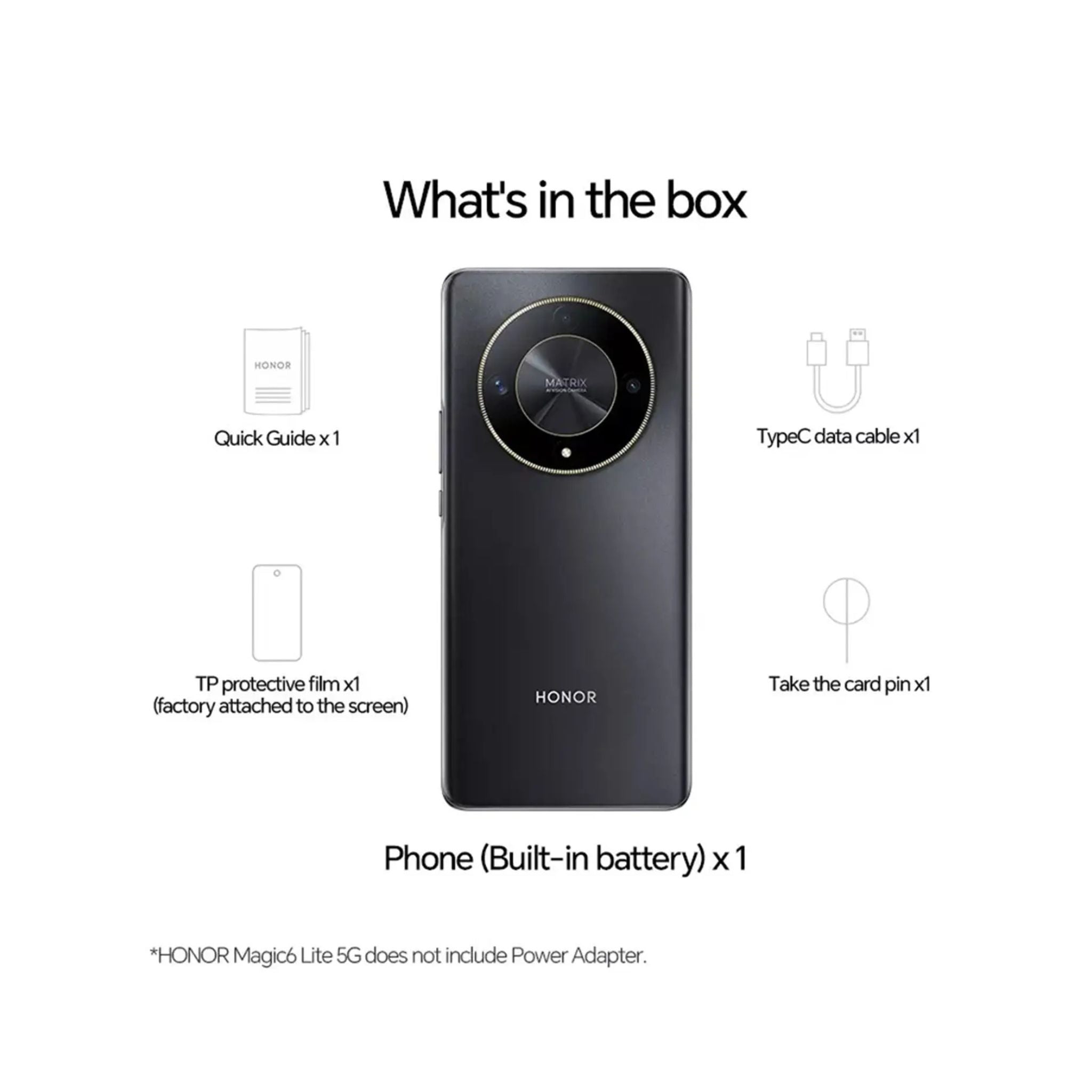 Honor Magic 6 Lite 5G, Dual SIM 8GB RAM 256GB ROM- International Version- Midnight Black