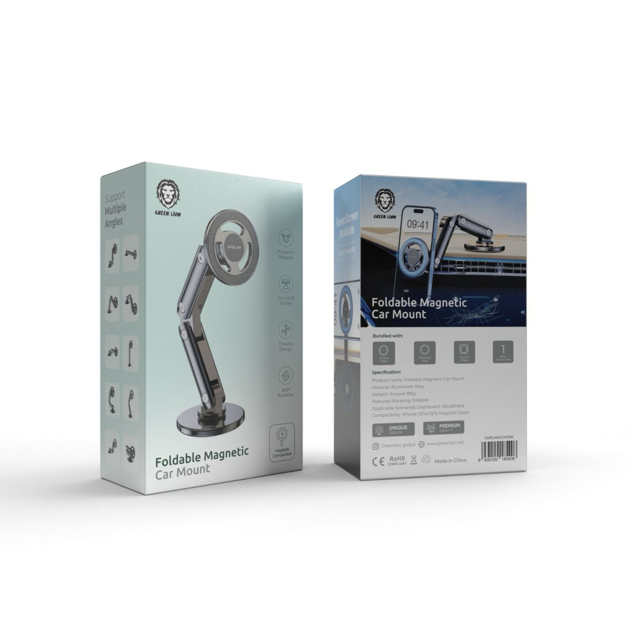 Green Lion Foldable Magnetic Car Mount -Black