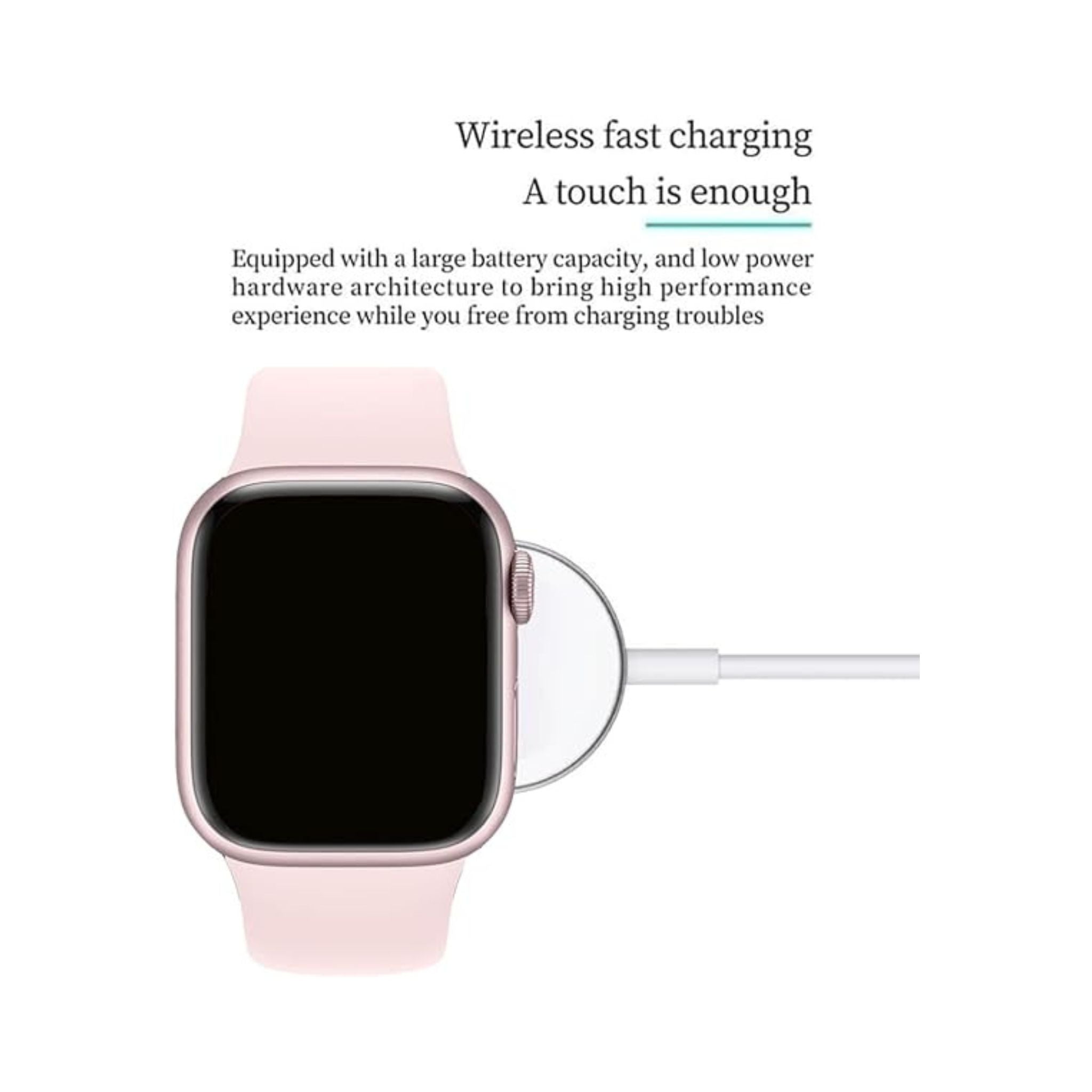 Modio MW09 Mini 36MM Smartwatch Bundle: Includes 2 Pairs of Straps and a Wireless Charger, Perfect for Ladies and Girls in Pink