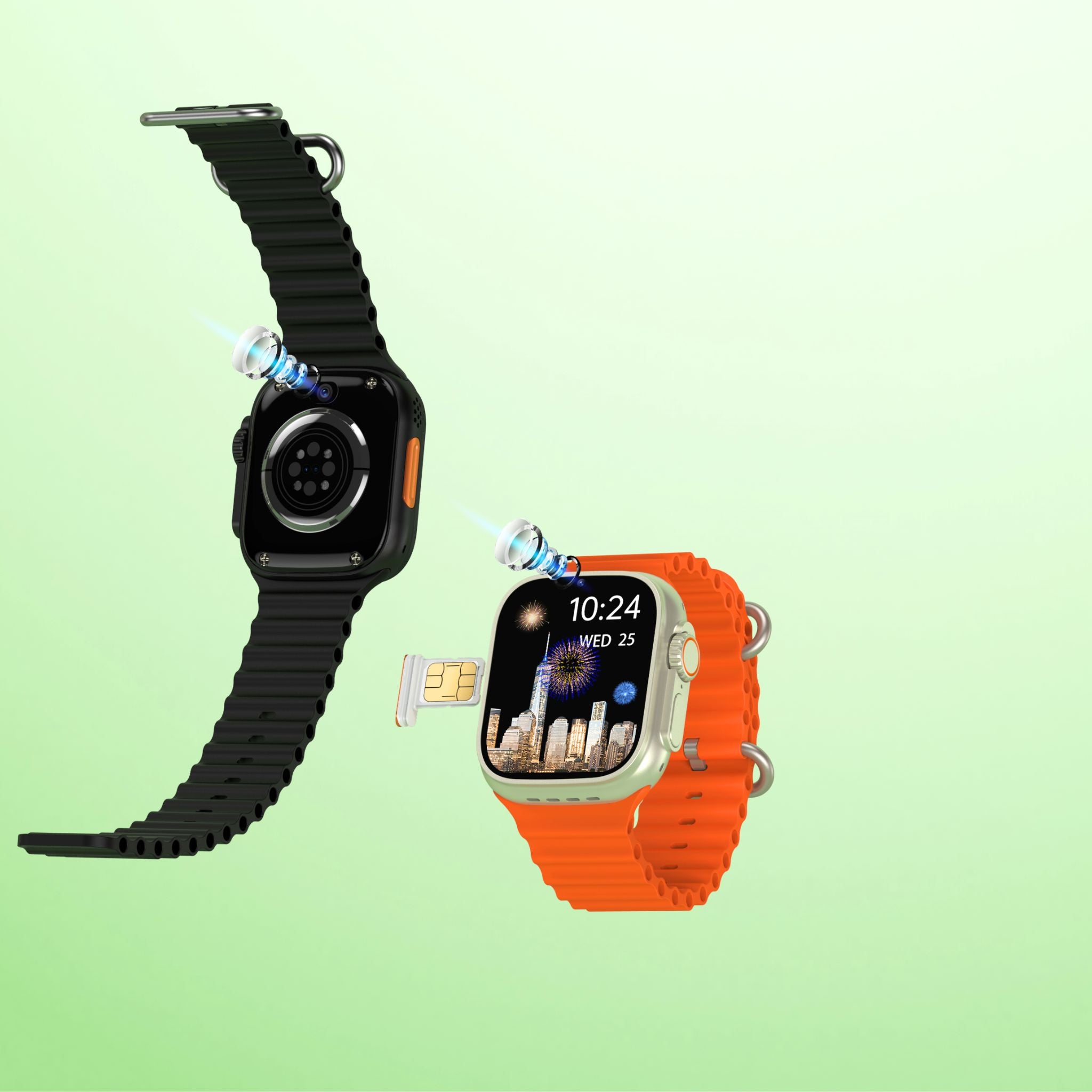 Modio Ultra Smart Watch ST10 Dual Camera 4G Android Smart Watch HD 2.2 inch Display With Sim Full Touch Screen 4Gb Ram 64Gb3 Set Strap and Wireless Charger