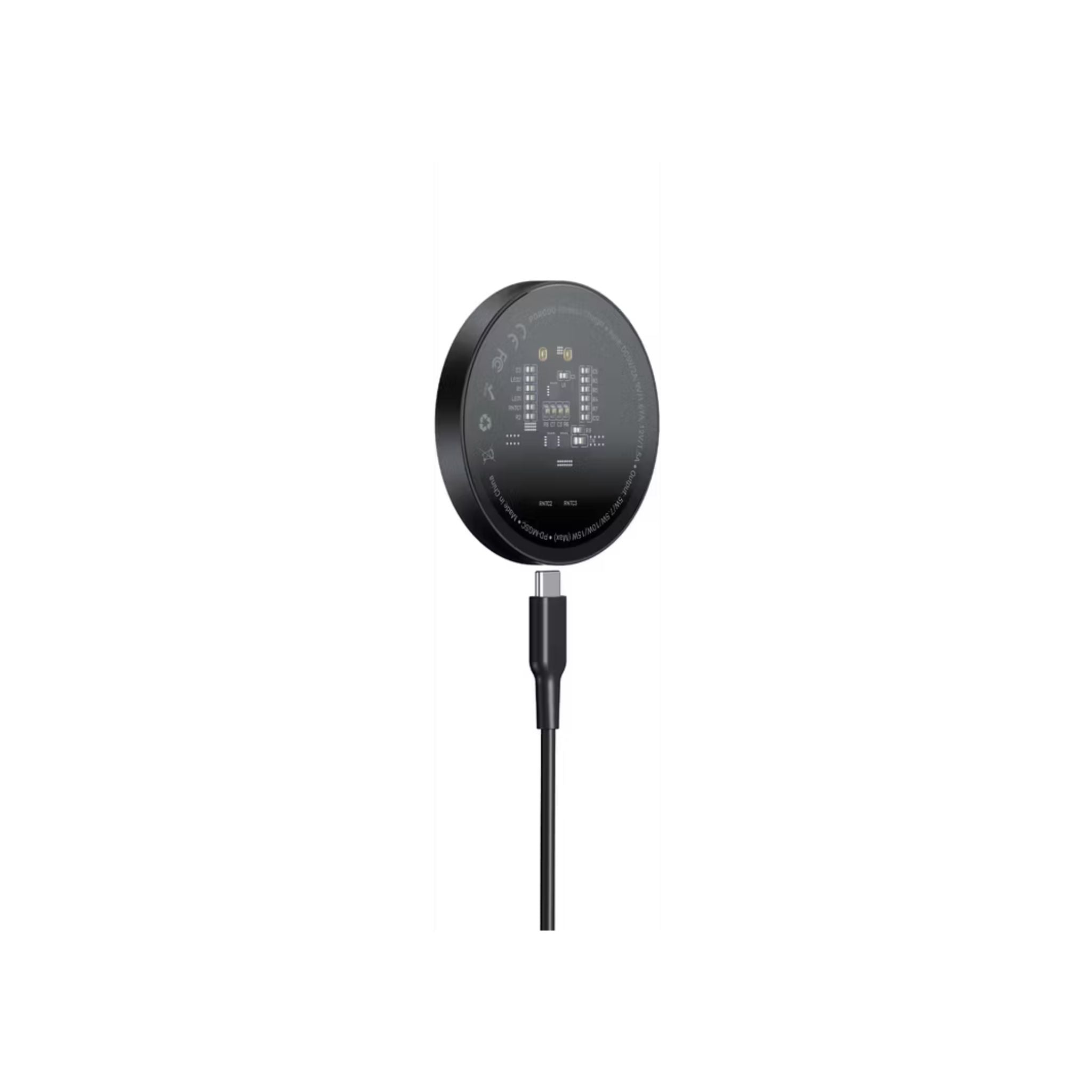 Porodo MagSafe Charger with TPU Cable 1.8M,Fast Magnetic Charging, Strong Magnetic Grip - Black