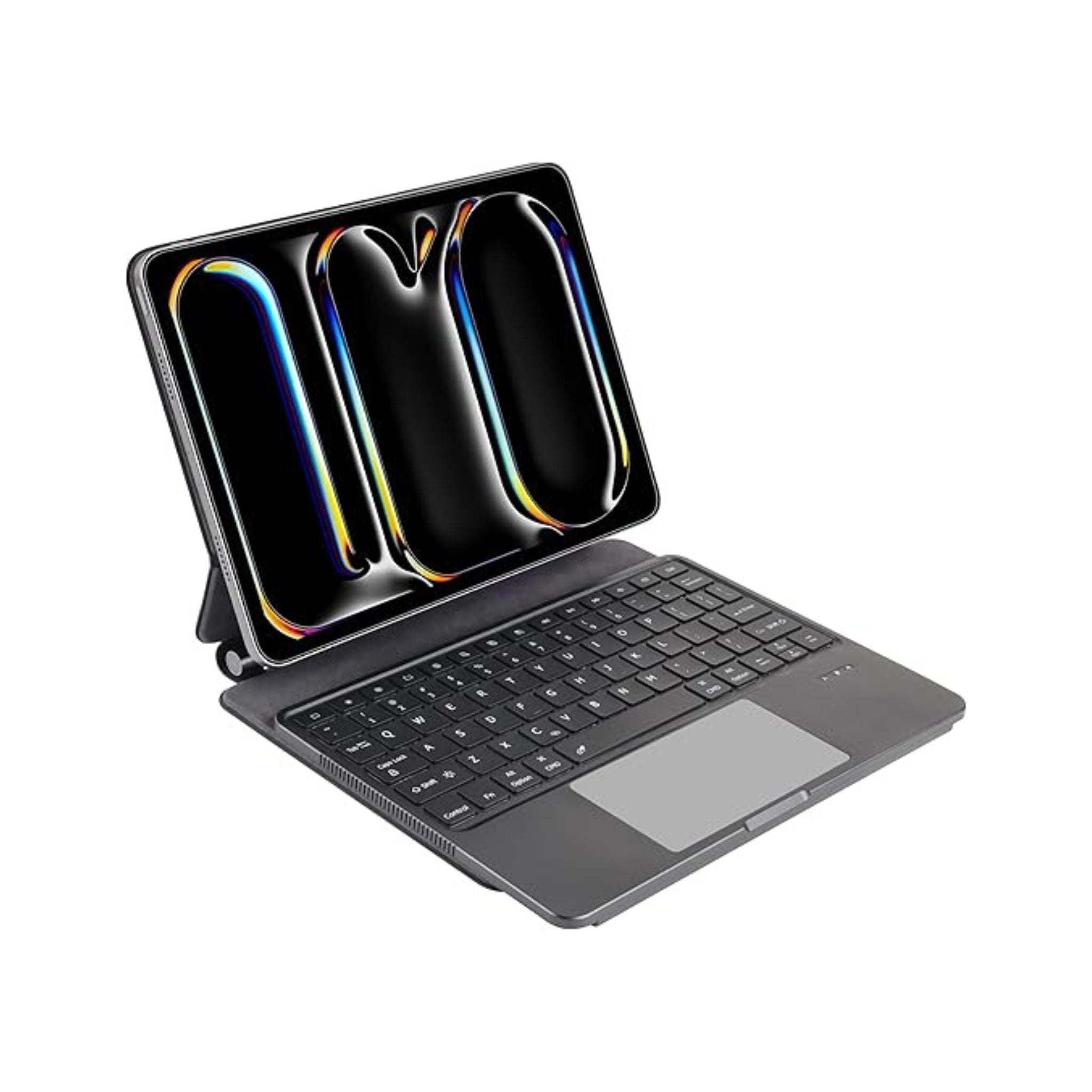 Smartphone with a detachable keyboard on a white background