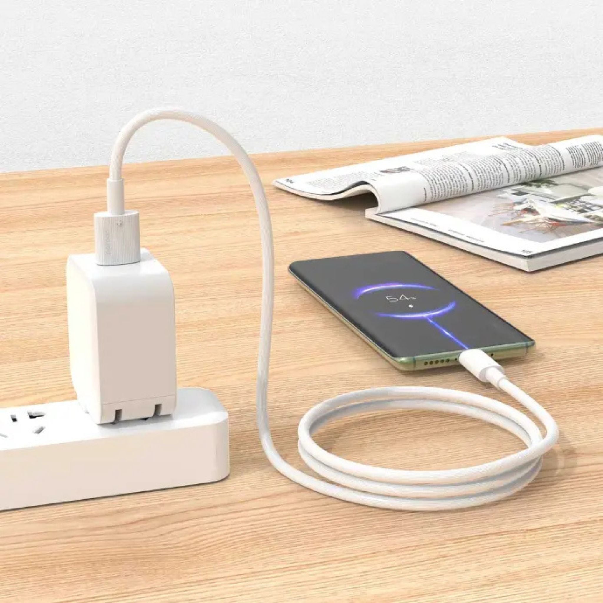 Porodo USB-A to USB-C PVC Cable, 480Mbps Transfer Speed, more than 15000 Bends Life Span, 1.2m Cable length, Tangle Free - White