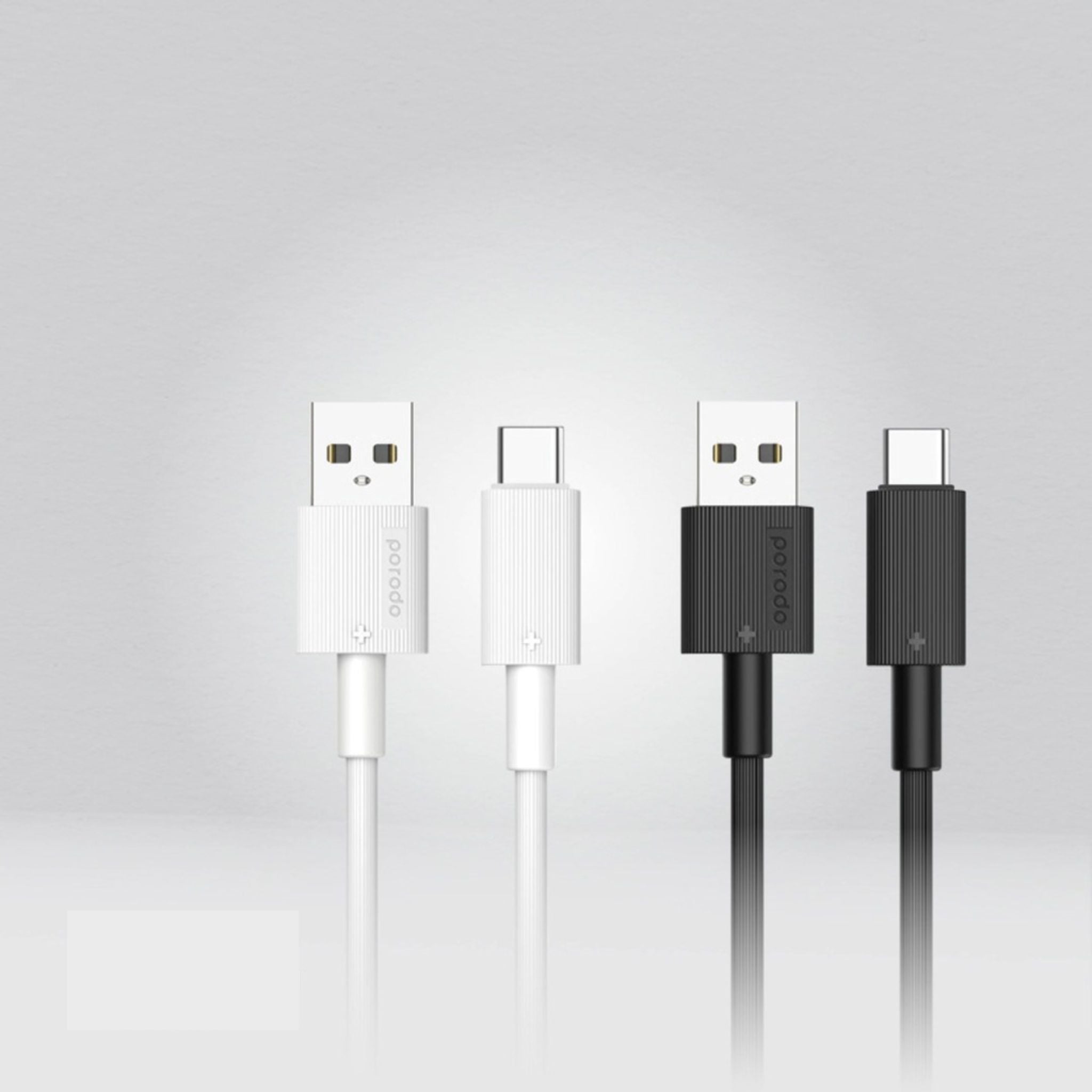 Porodo USB-A to USB-C PVC Cable, 480Mbps Transfer Speed, more than 15000 Bends Life Span, 1.2m Cable length, Tangle Free - White
