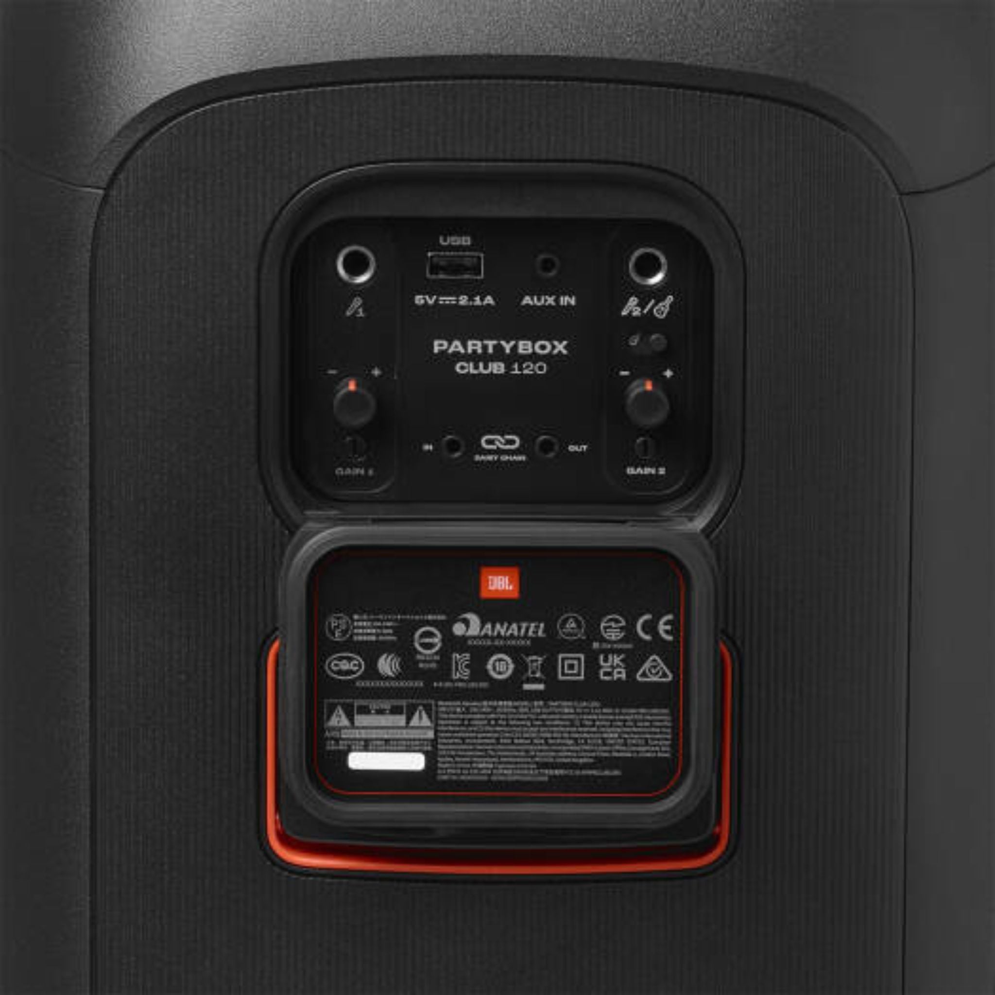 JBL Partybox Club 120 Portable Party Speaker, 160W Output Power, Bluetooth 5.3, Futuristic Lightshow, Up to 12 Hours of Play Time, Auracast Connection, IPX4 Rated Protection, Black | JBLPBCLUB120UK