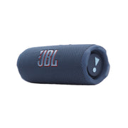Blue JBL portable speaker on a white background