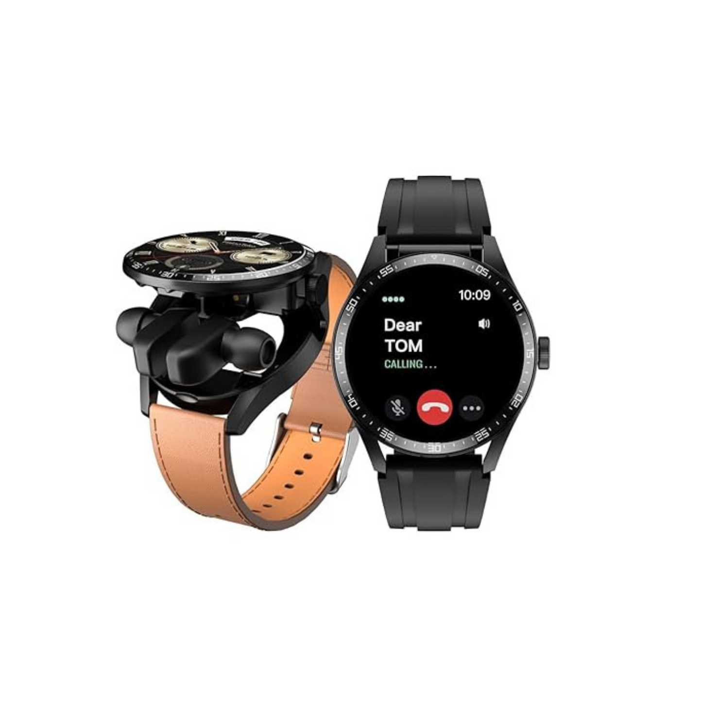 Premium RW-37 Watch Buds With Large Screen Round Shape AMOLED Display for Ladies and Gents_Black