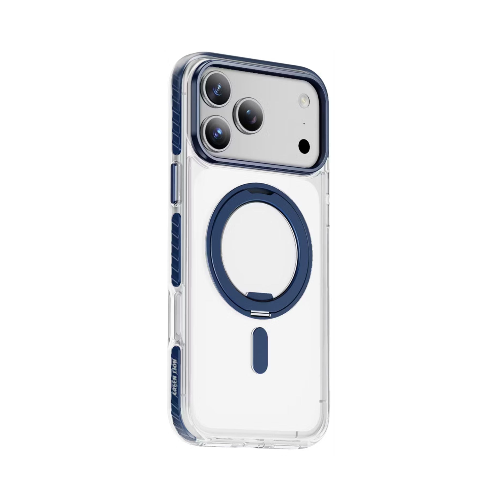 Green Lion Southend Magsafe Case for iPhone 17 Pro Max, Camera Protection, Hybrid Materials, Built-in Kickstand Ring with 360° Rotation, Military-Grade Protection - Blue