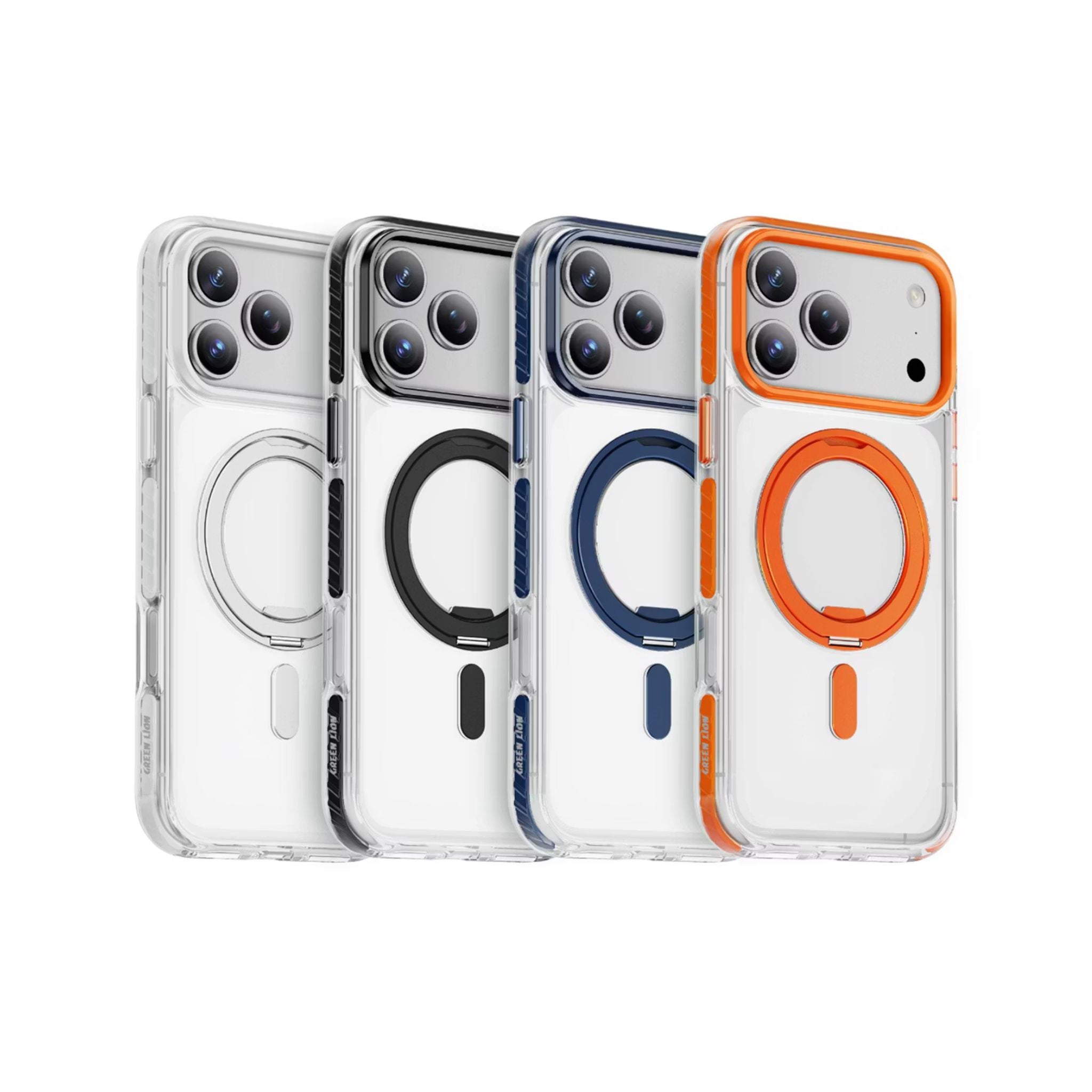 Green Lion Southend Magsafe Case for iPhone 17 Pro Max, Camera Protection, Hybrid Materials, Built-in Kickstand Ring with 360° Rotation, Military-Grade Protection - Blue