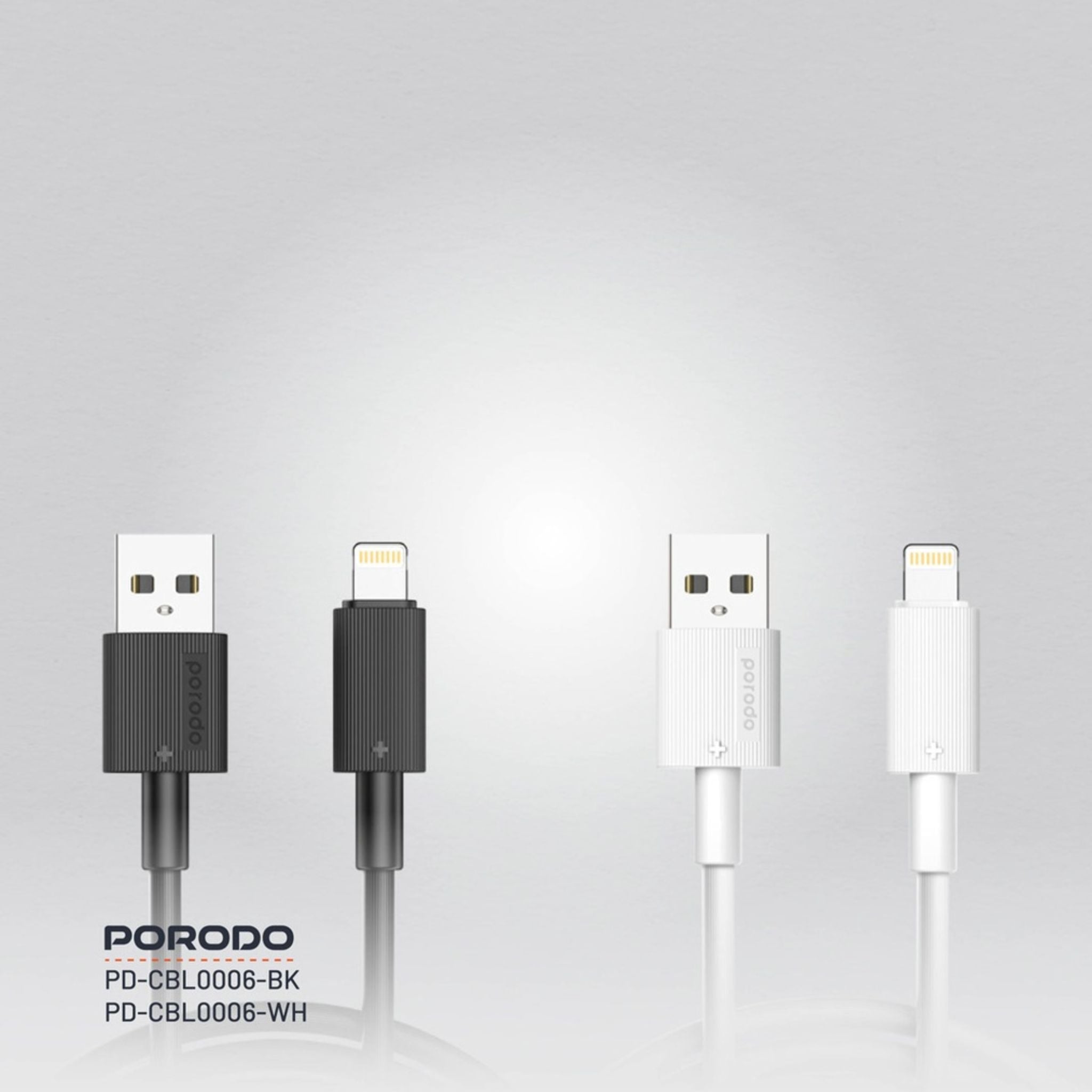 Porodo USB-A to Lightning Durable Charging Cable with 3m Length, PVC Material, Fast Charge & Data Sync, 15000+ Bends Lifespan, 480Mbps Data Transfer Speed, Tangle-Free Design - Black