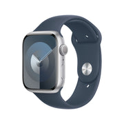 Smartwatch with a navy blue band on a white background